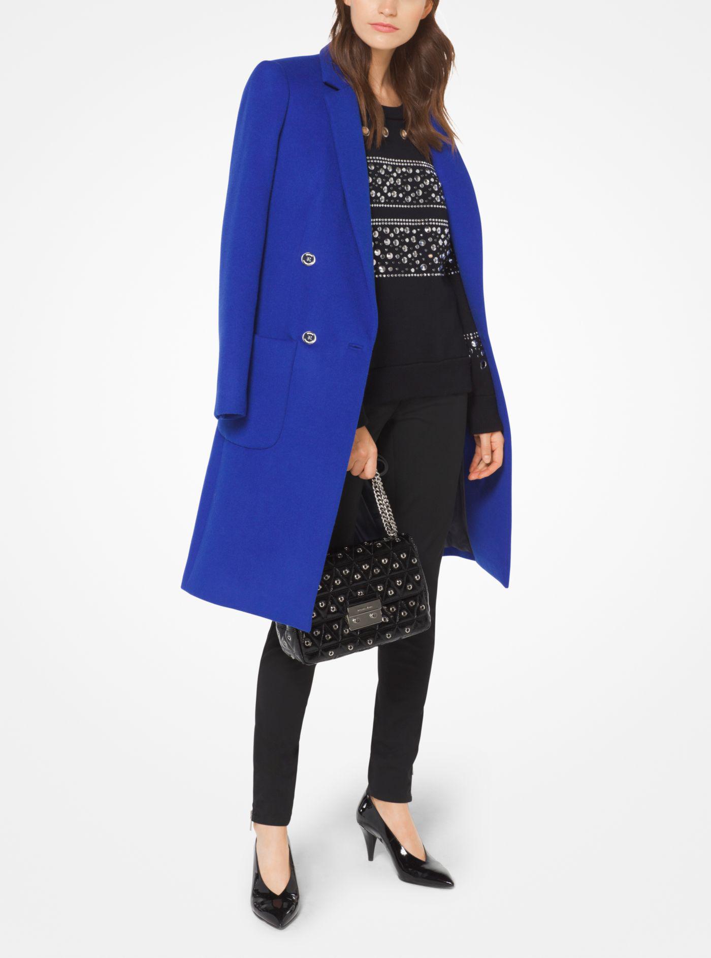 Lyst Michael Kors Woolblend Officer's Coat in Blue