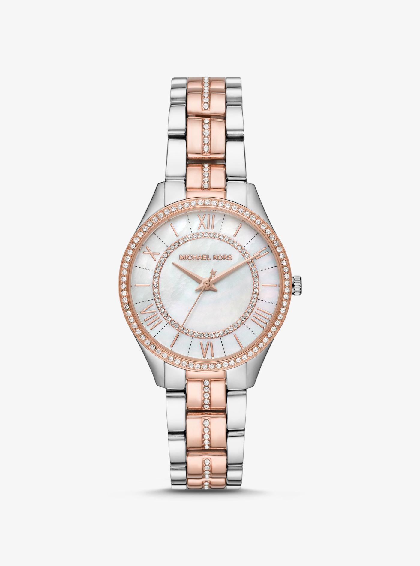 Michael Kors Mini Lauryn Pave Two-tone Watch - Lyst