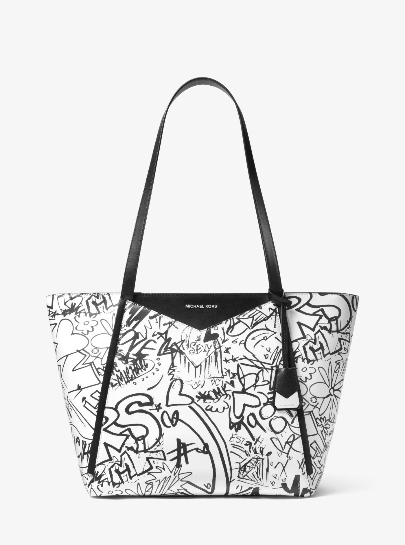 Lyst Michael Kors Whitney Large Graffiti Leather Tote View Fullscreen