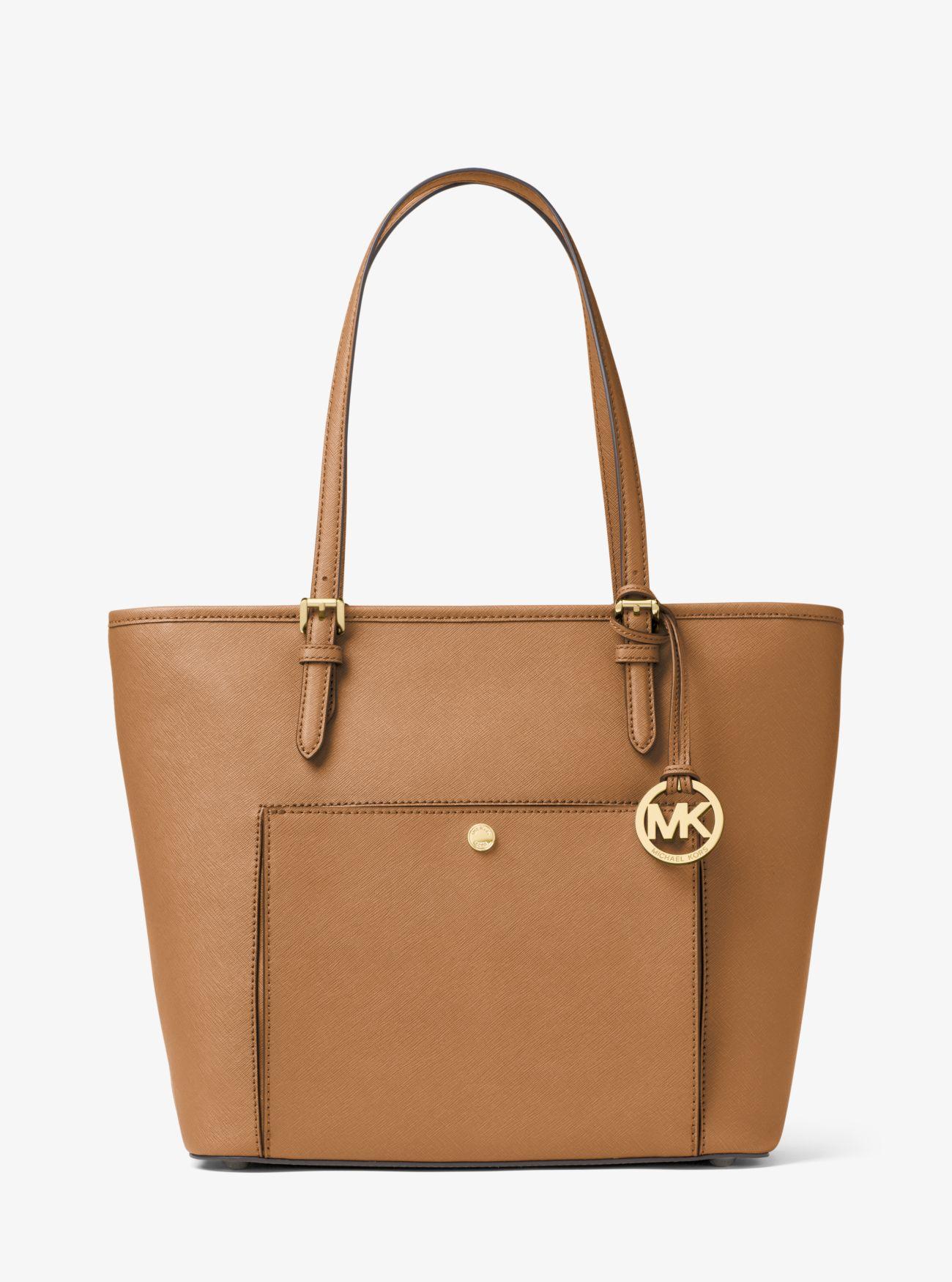 Lyst - MICHAEL Michael Kors Jet Set Large Saffiano Leather Tote Bag in Brown