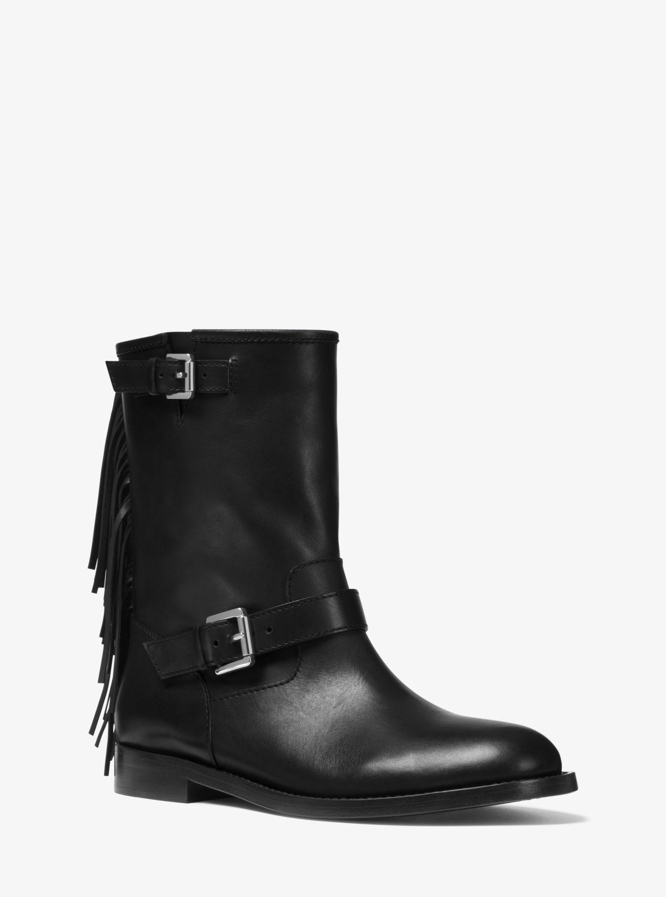 Michael Kors Ingrid Fringed Leather Boot in Black - Save 50% - Lyst