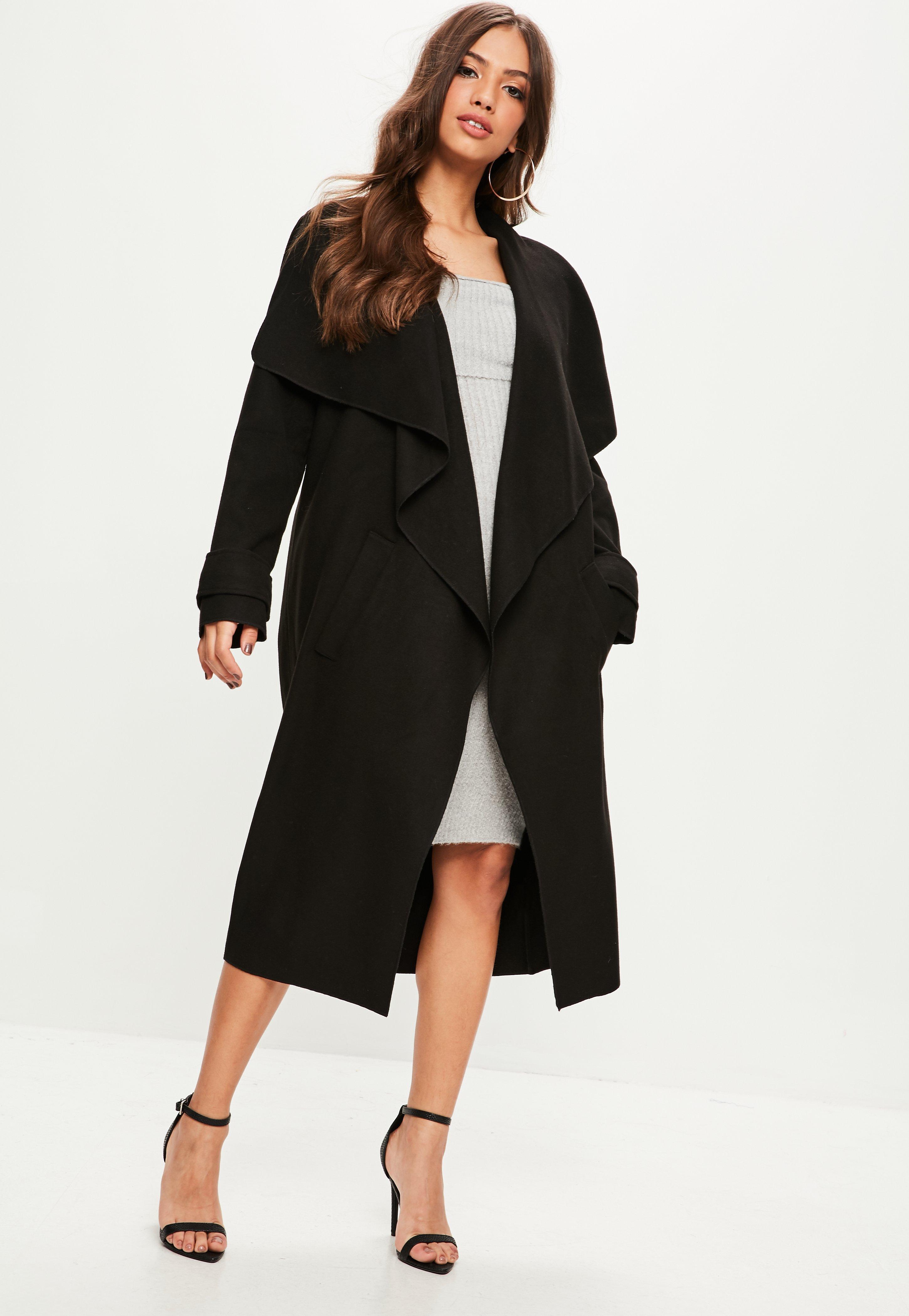 Lyst Missguided Black Oversized Waterfall Duster Jacket In Black