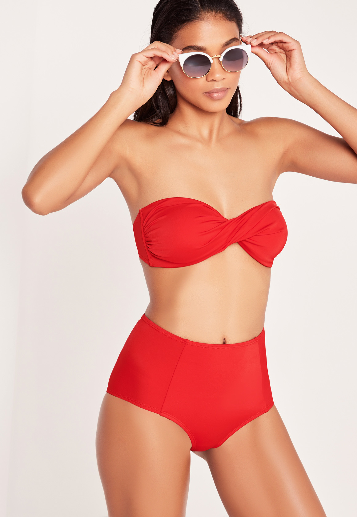 Lyst Missguided High Waisted Bikini Bottoms Red Mix And Match In Red 8462