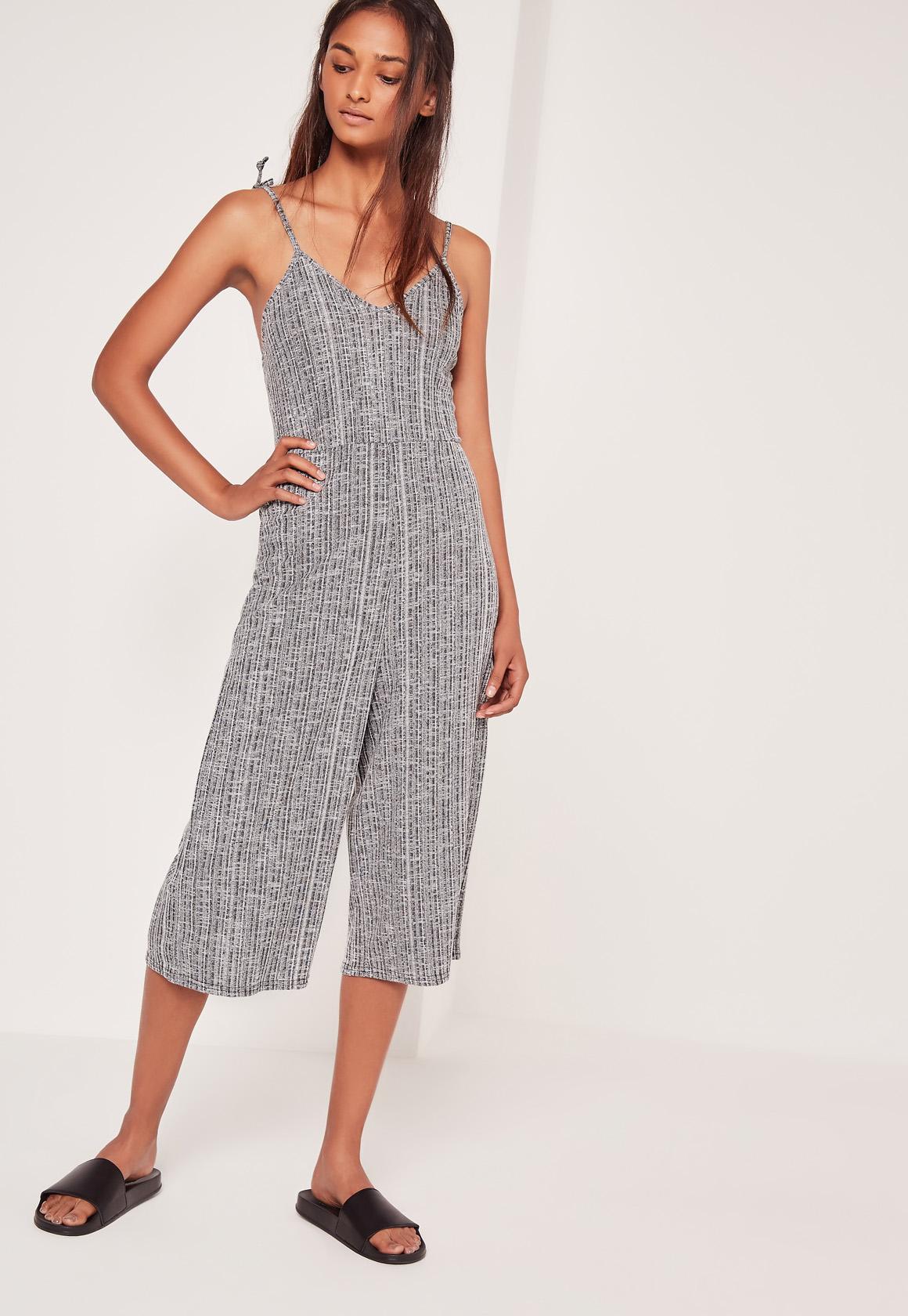 grey ribbed jumpsuit