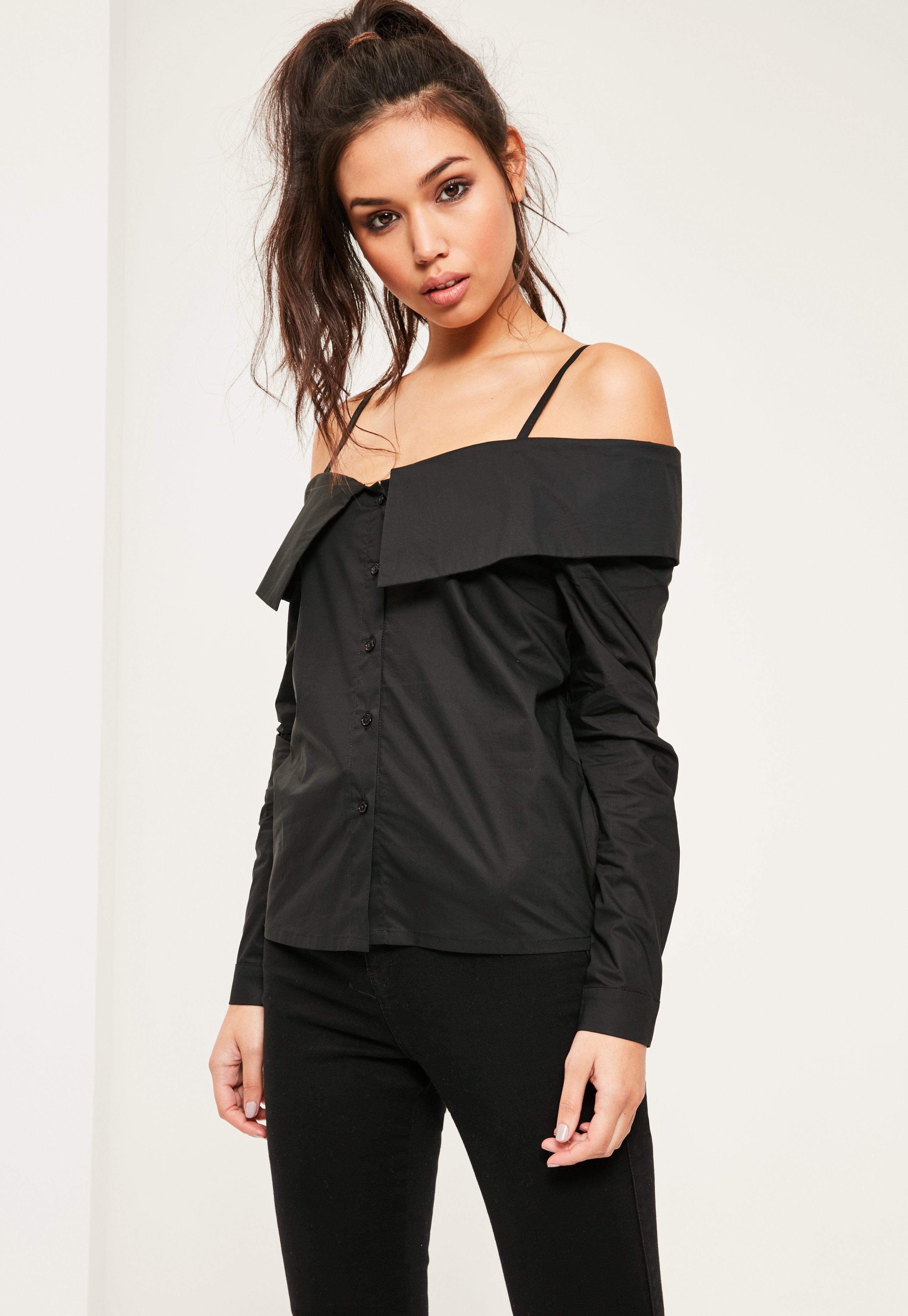 black bardot long sleeve top