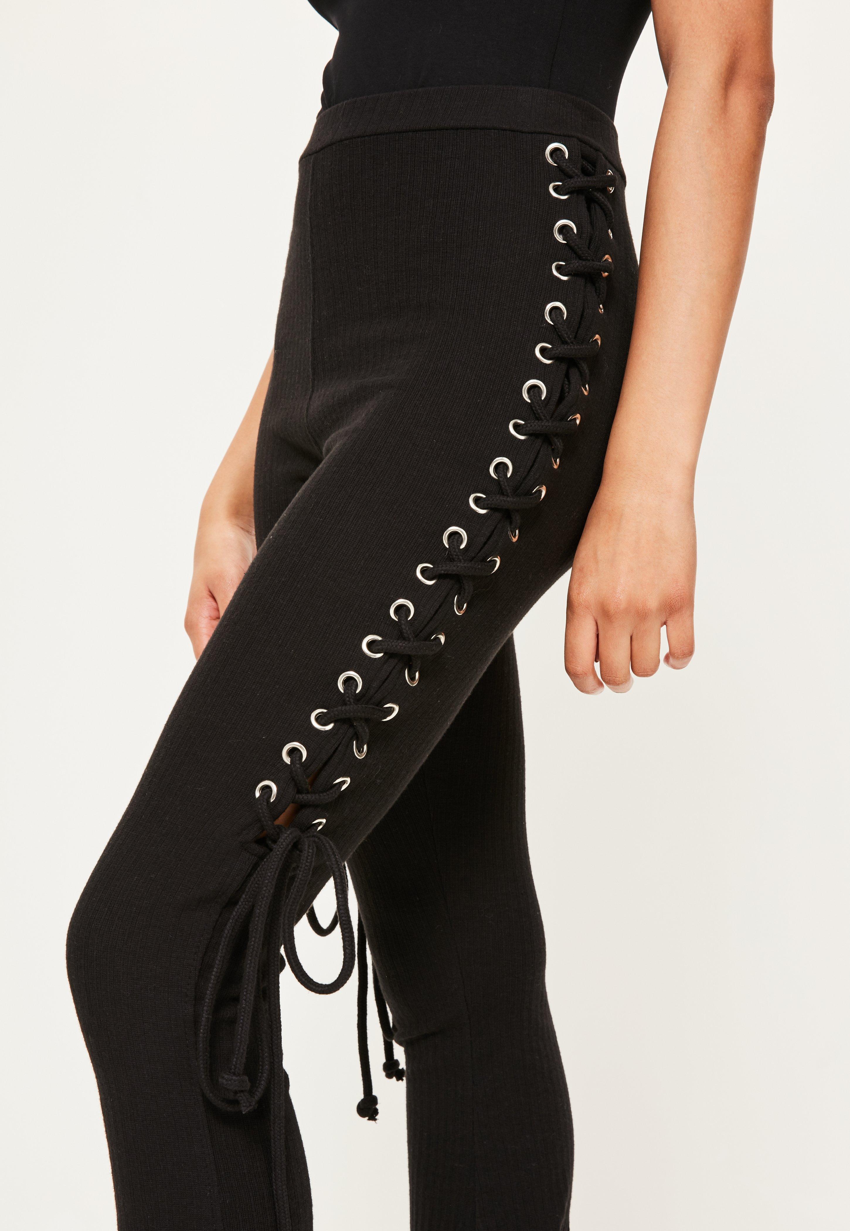 black flared evening trousers