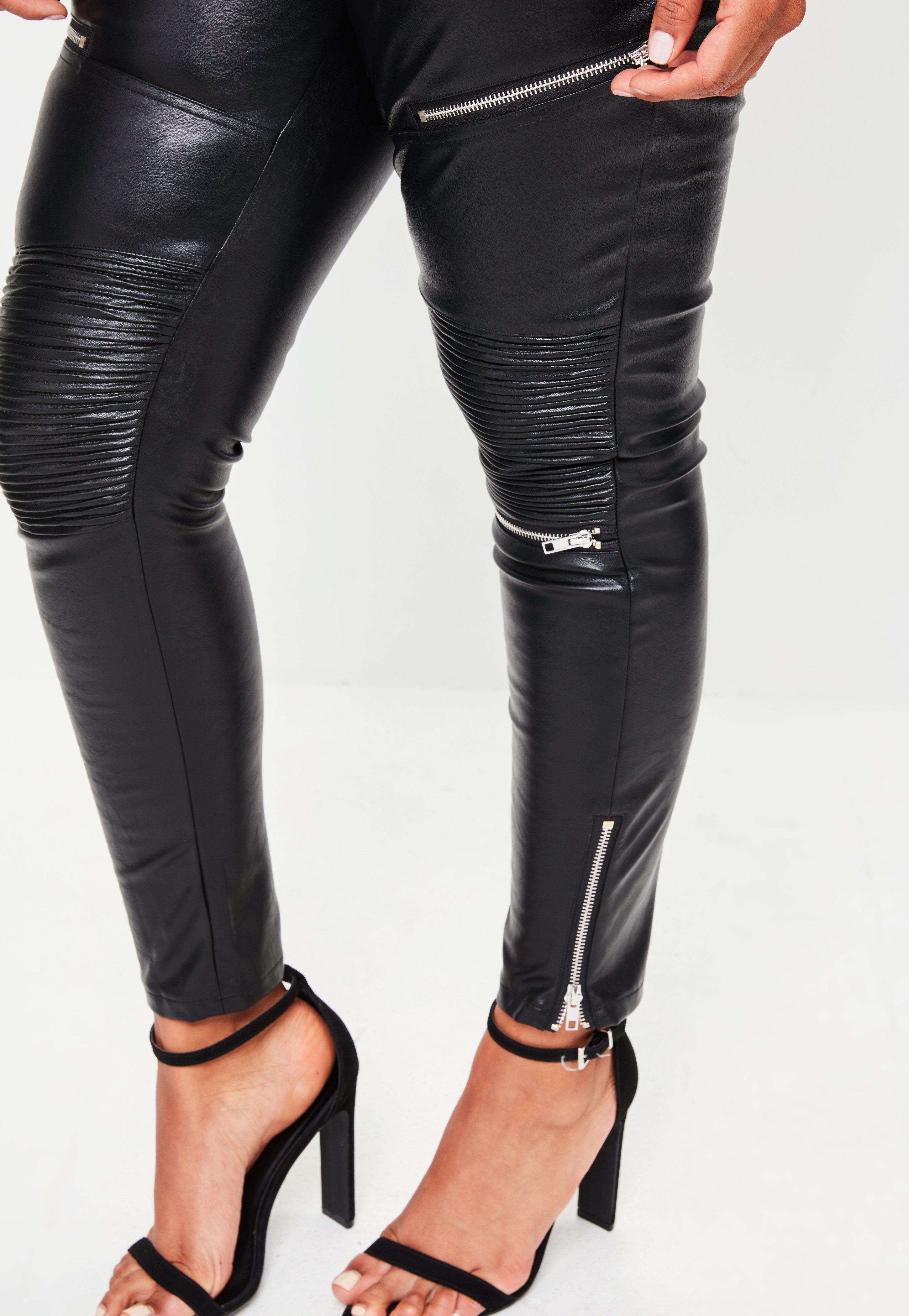 Lyst - Missguided Plus Size Black Premium Faux Leather Trousers in Black