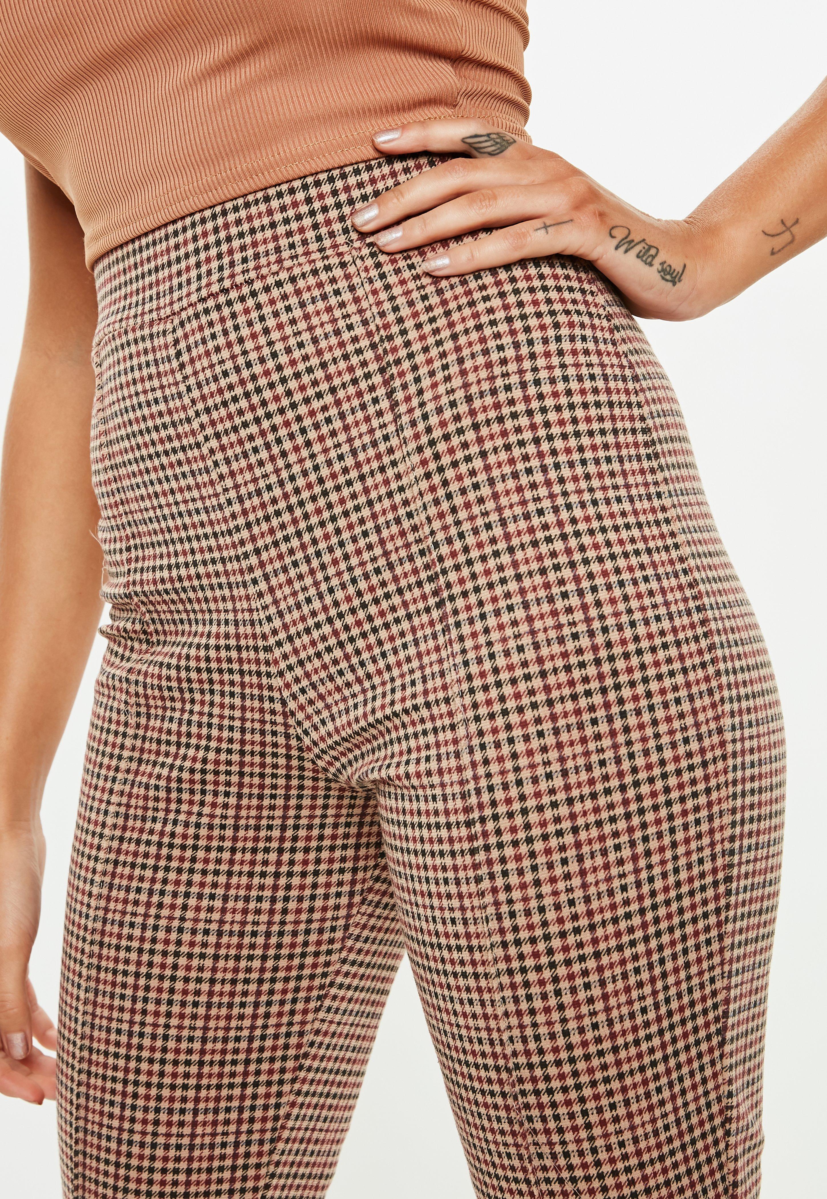 Lyst - Missguided Brown Heritage Plaid Cigarette Pants in Brown