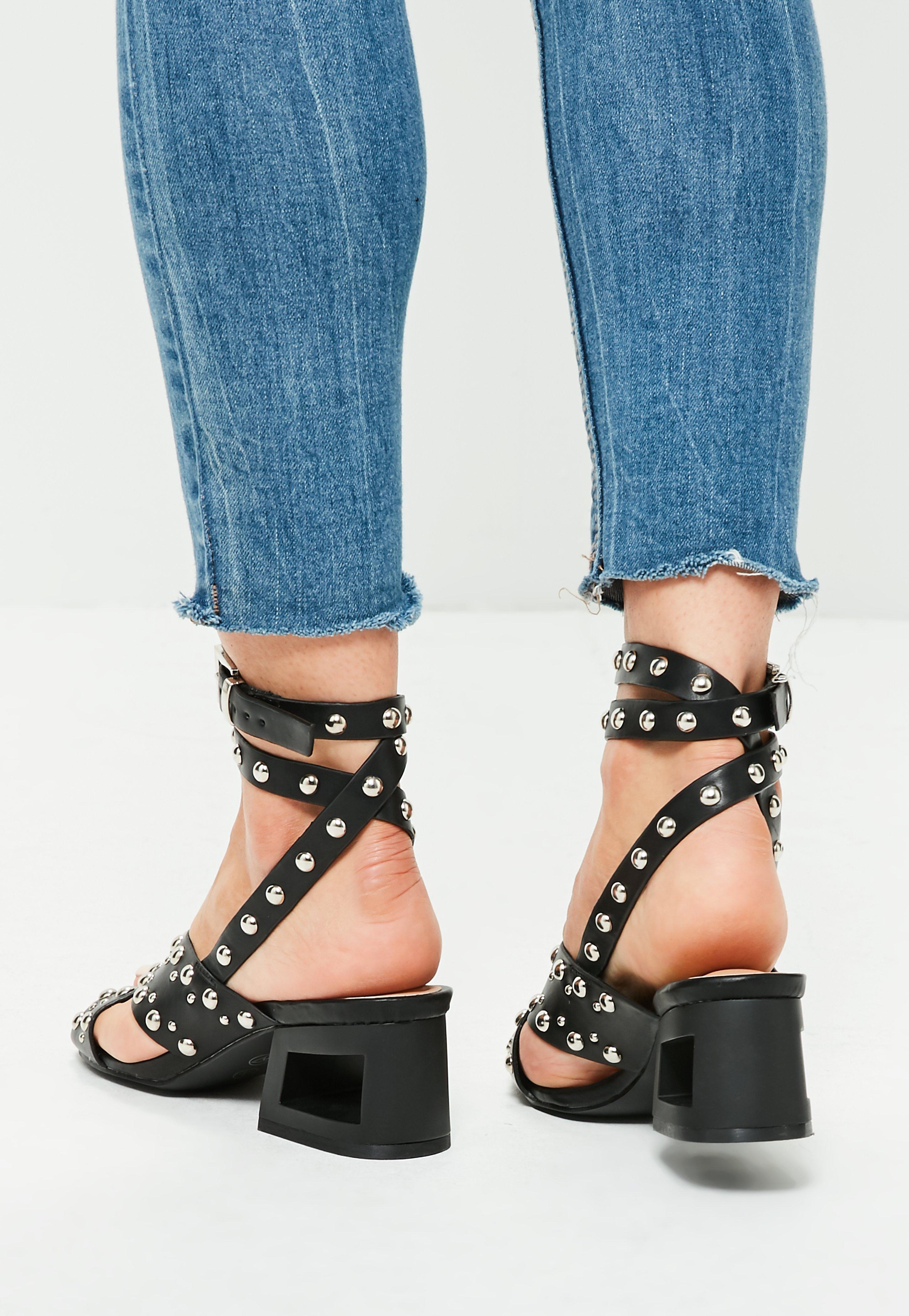 missguided black studded sandals
