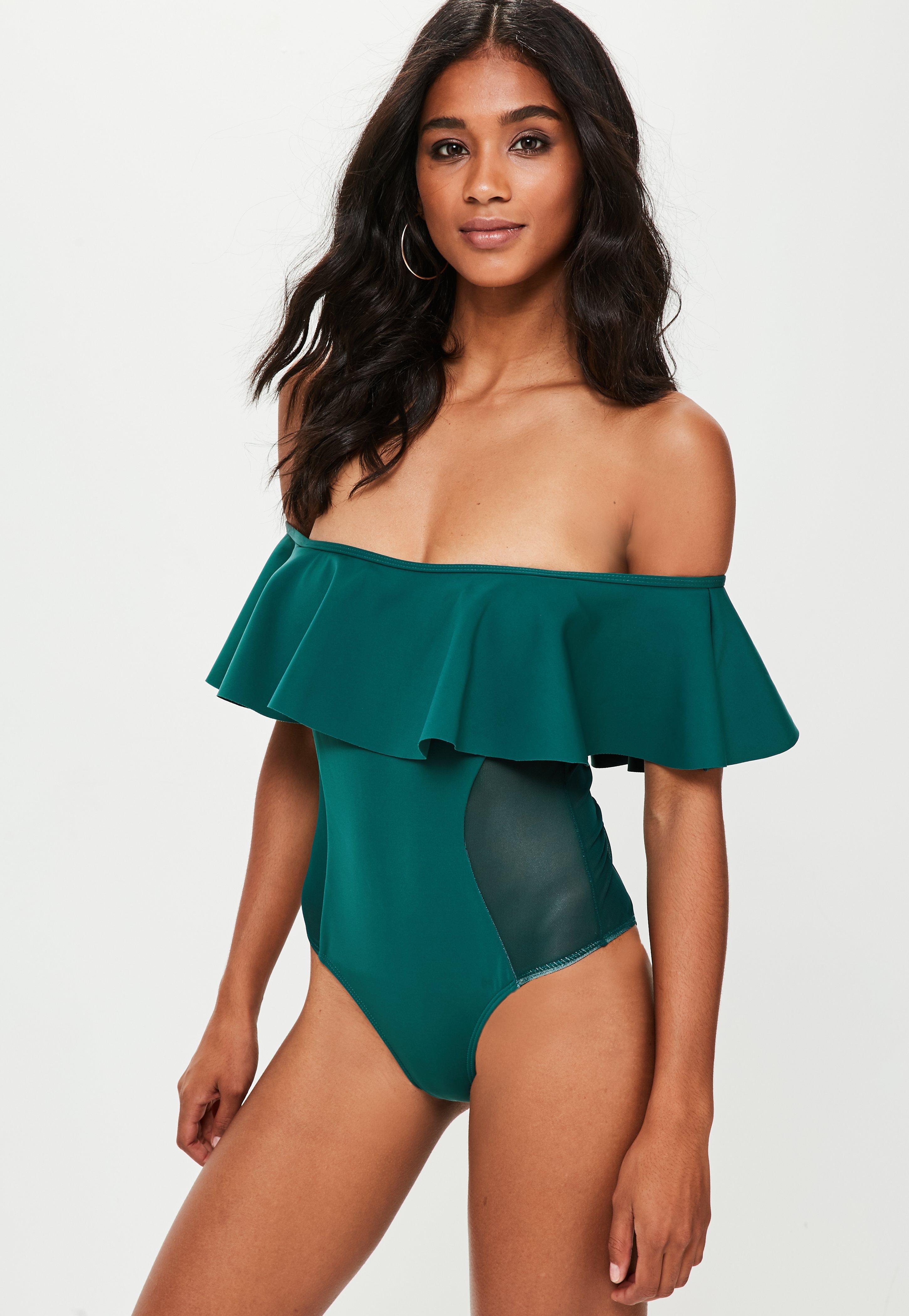 missguided green swimsuit