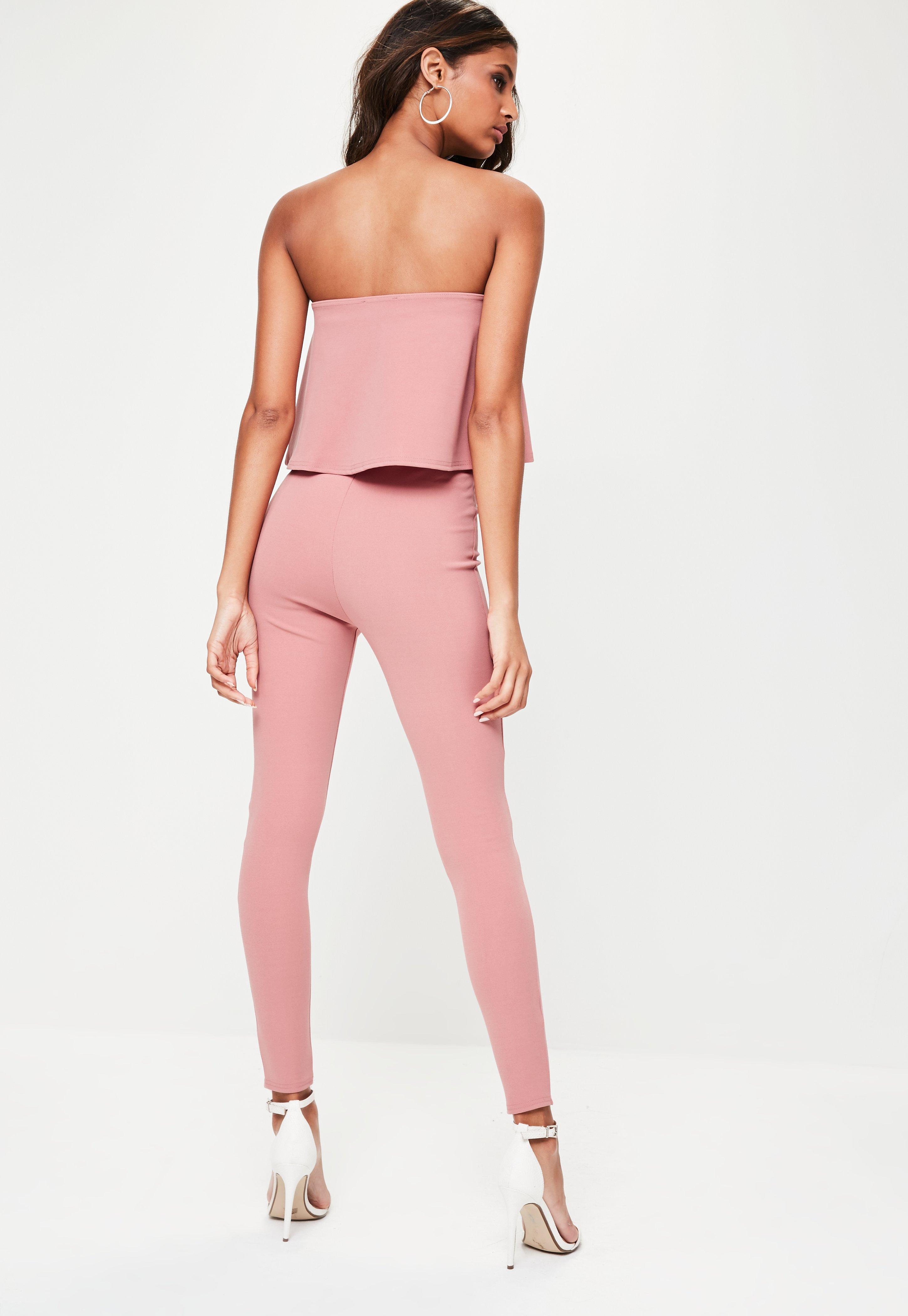 Lyst - Missguided Pink Bandeau Unitard Jumpsuit in Pink
