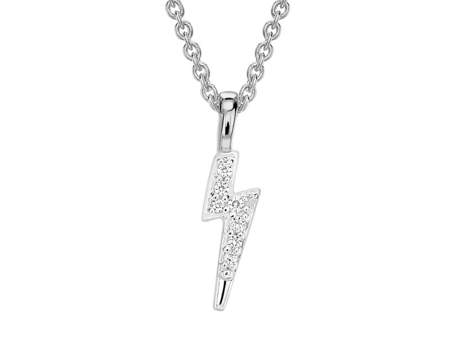 Missoma Silver Pave Lightning Charm Necklace in Metallic Lyst