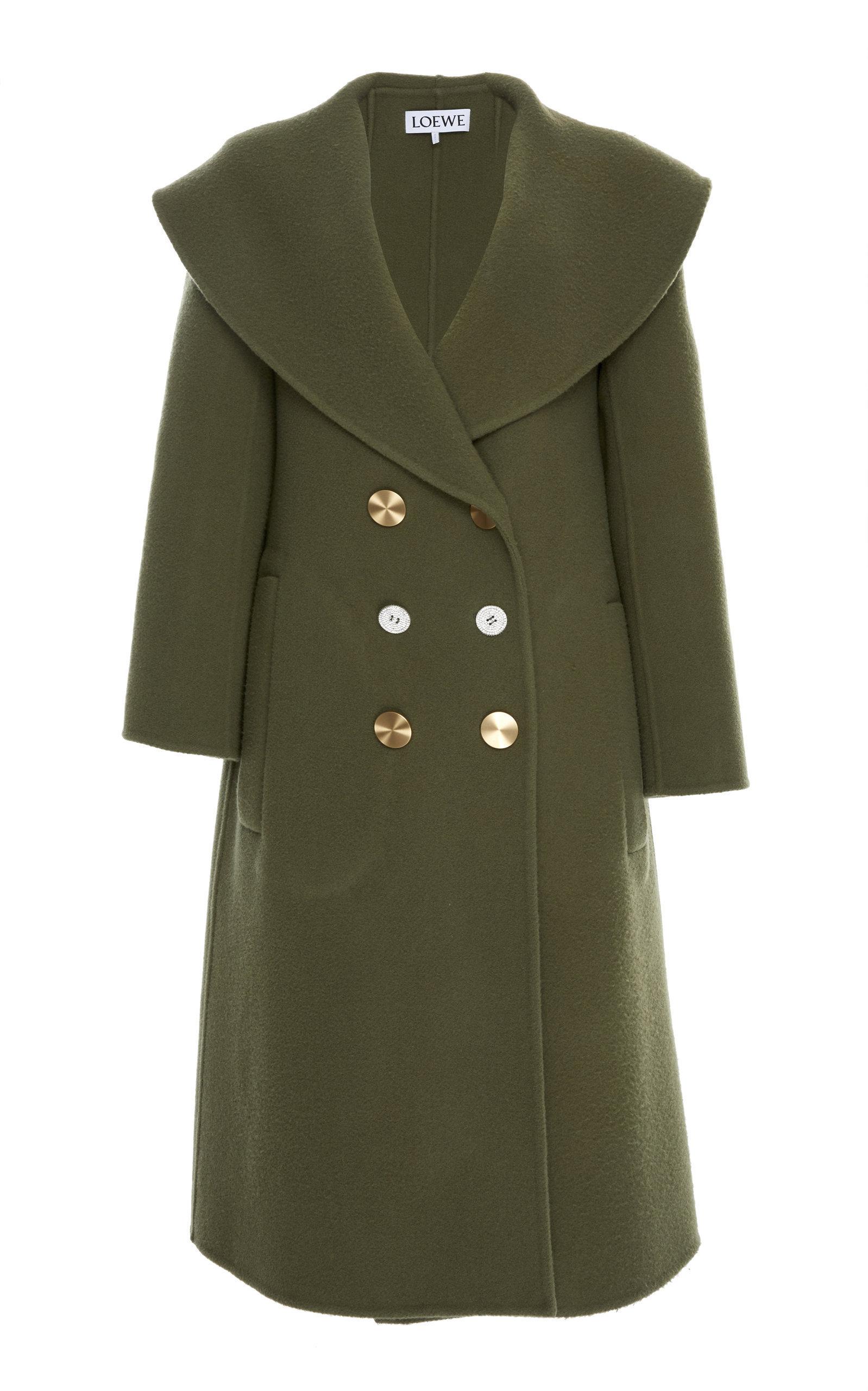 Lyst - Loewe Oversized Double-breasted Wool Coat in Green