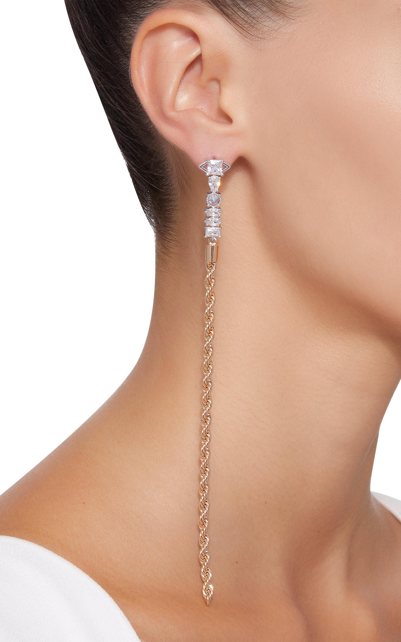 Lyst Fallon Linear Goldtone Crystal Drop Earrings in Metallic