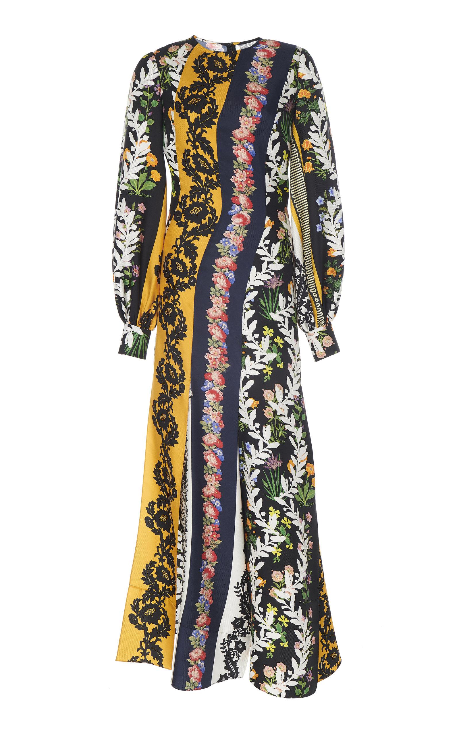 Oscar de la Renta Floral-print Silk-crepe Midi Dress - Lyst