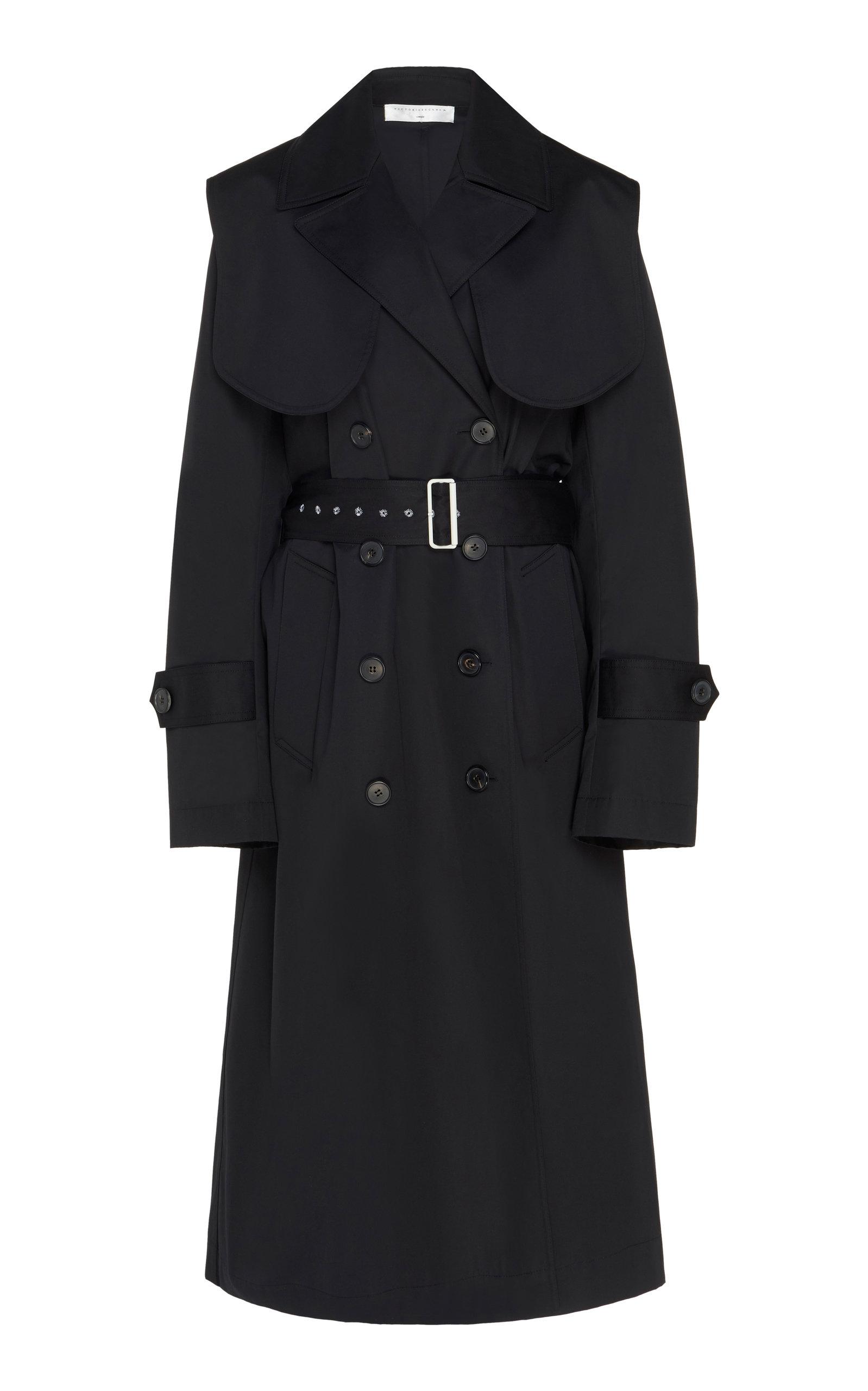 Victoria Beckham Double-breasted Cotton Trench Coat in Black - Lyst