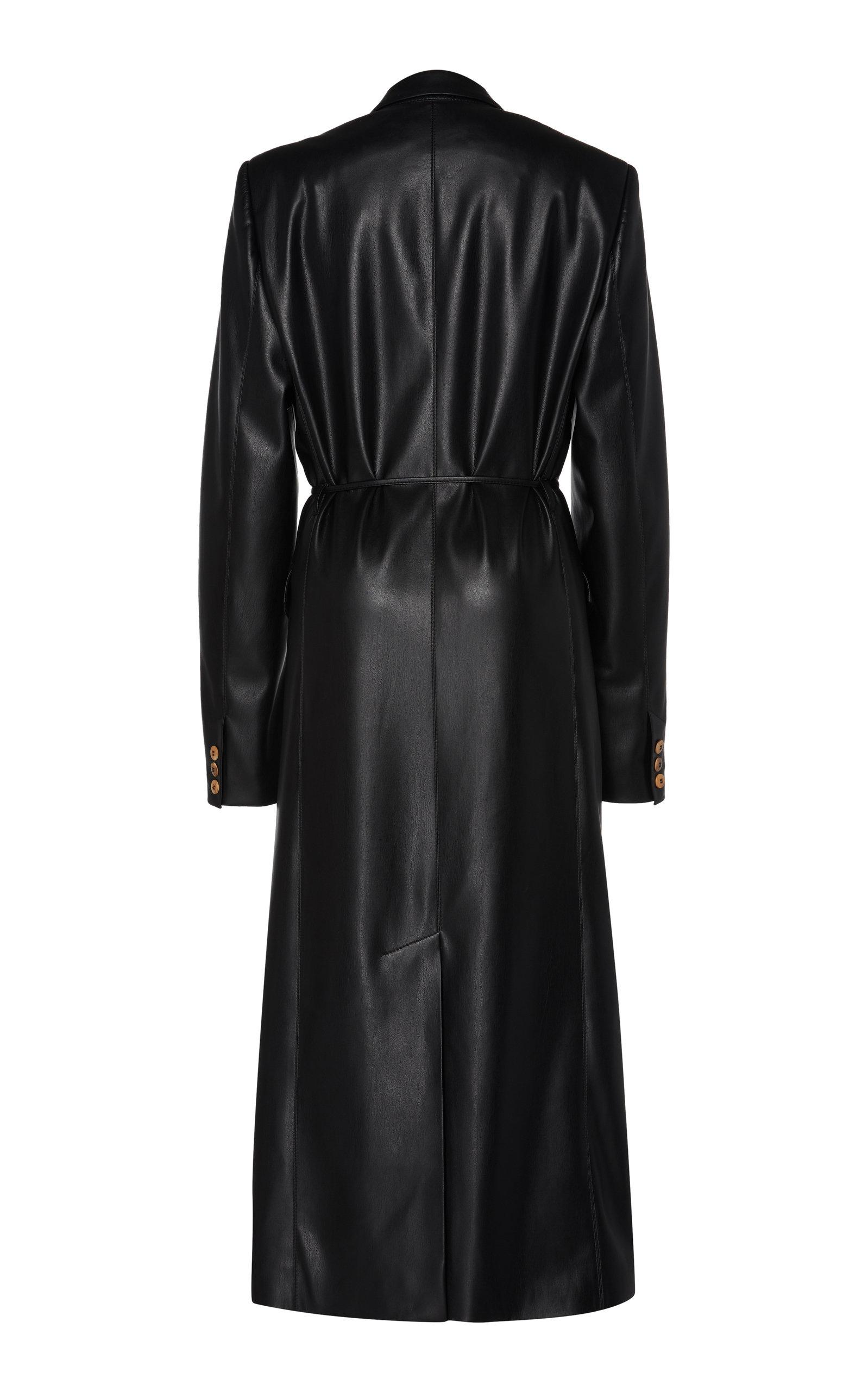 Nanushka Manila Double-breasted Vegan Leather Trench Coat in Black - Lyst