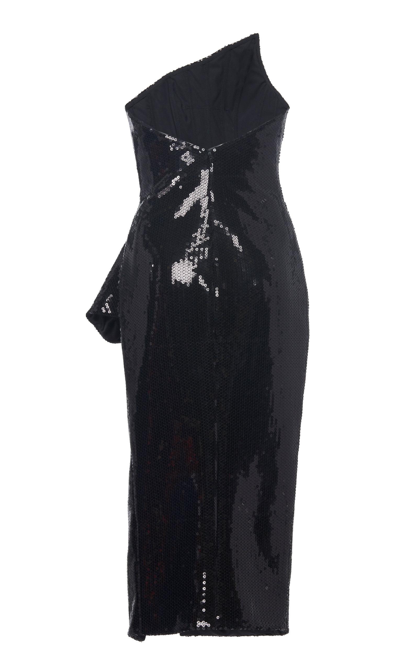 Pamella Roland Asymmetrical Sequined Strapless Dress in Black - Lyst