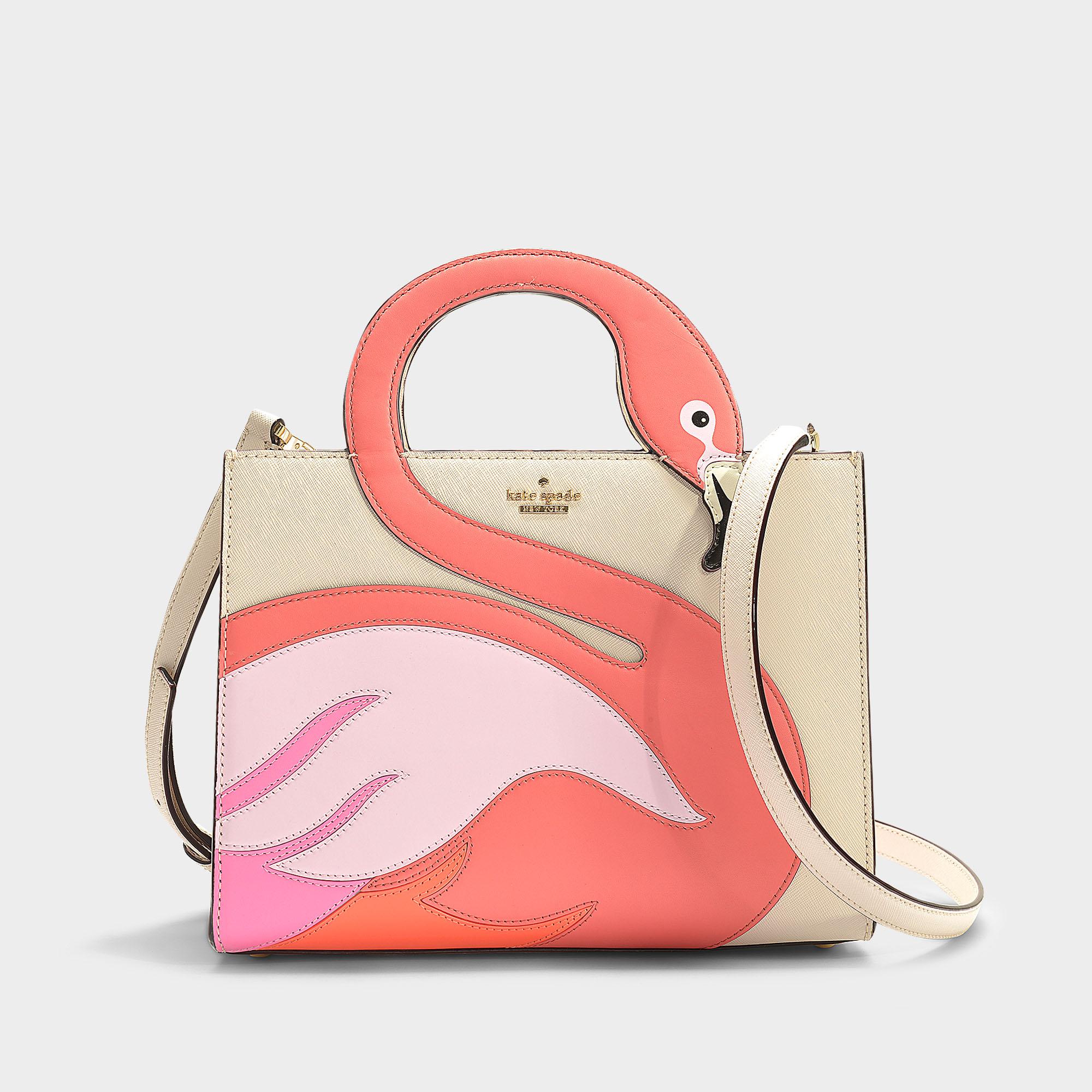 Lyst Kate Spade Sam Thompson Street Flamingo Handbag In White Calfskin