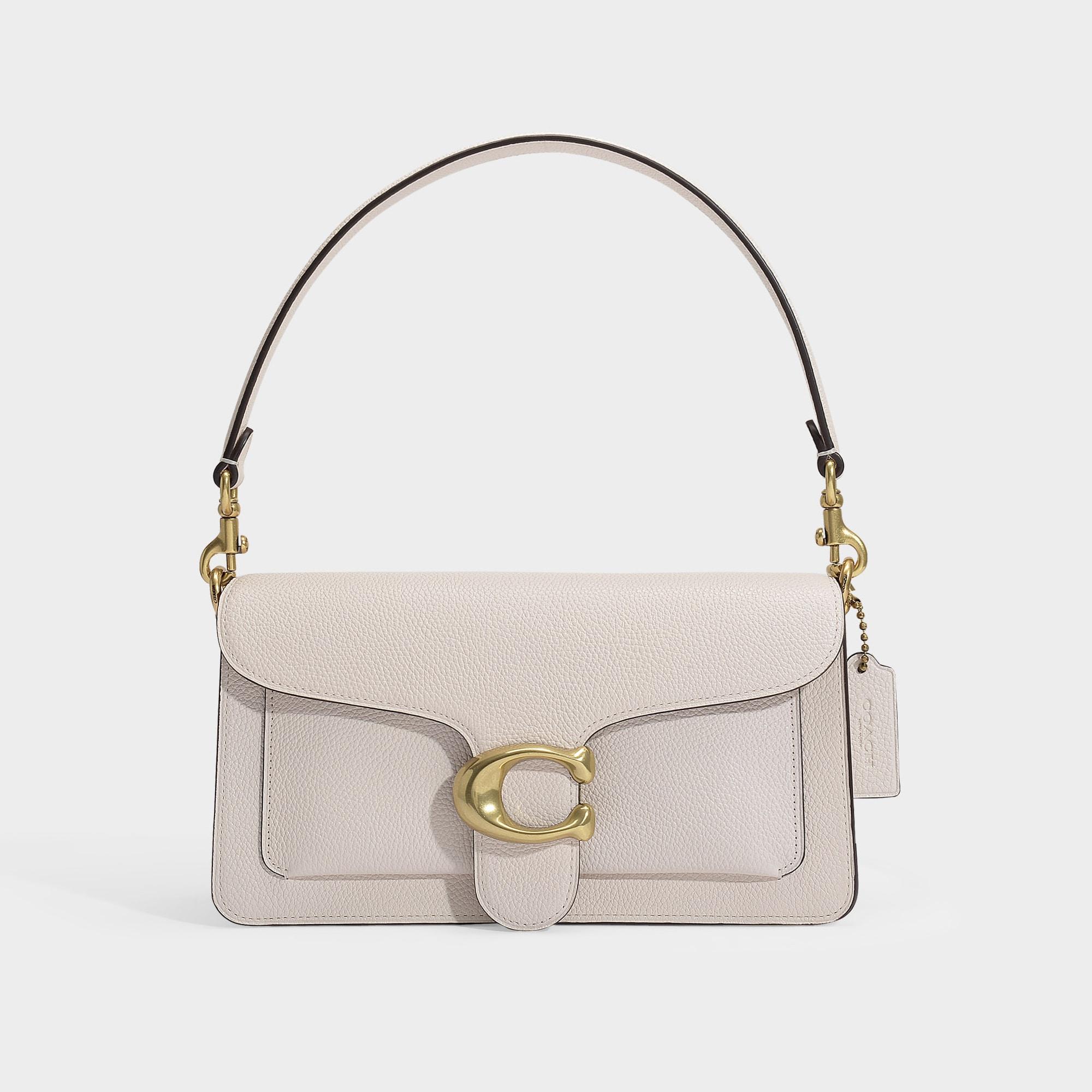 COACH Small Tabby Bag In White Polished Pebble Leather - Lyst