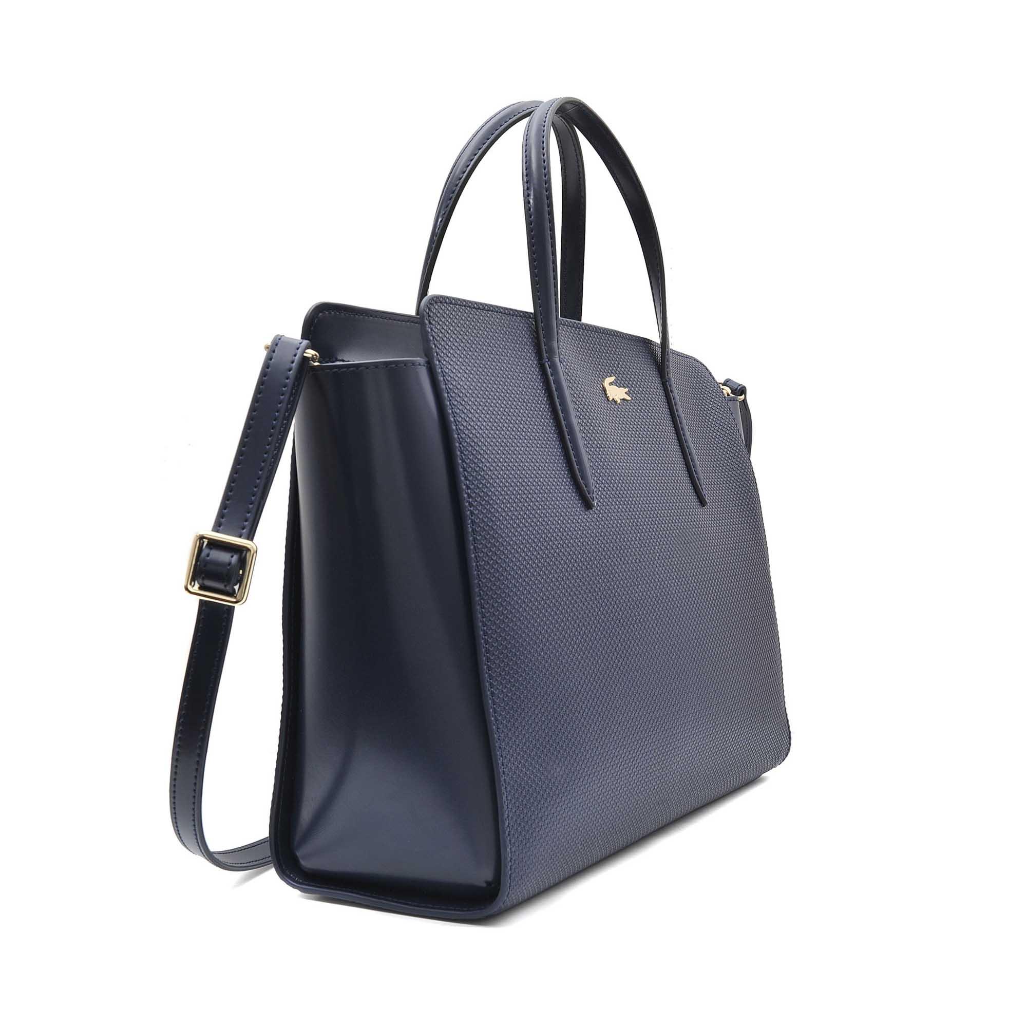 Lacoste Leather Chantaco Trapeze Bag in Blue - Lyst