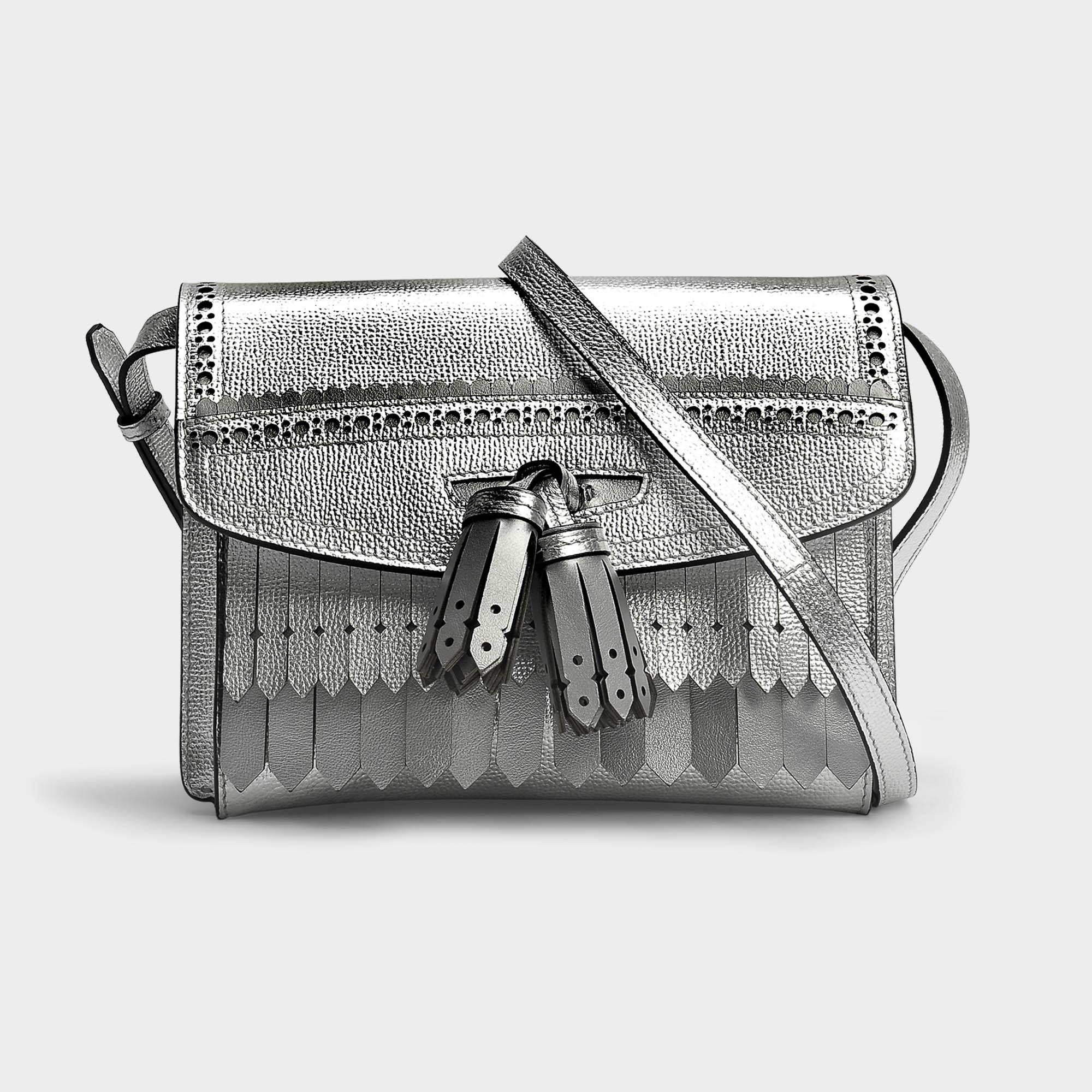 Lyst Burberry Small Macken Crossbody Bag In Silver Metallic Calfskin Gallery