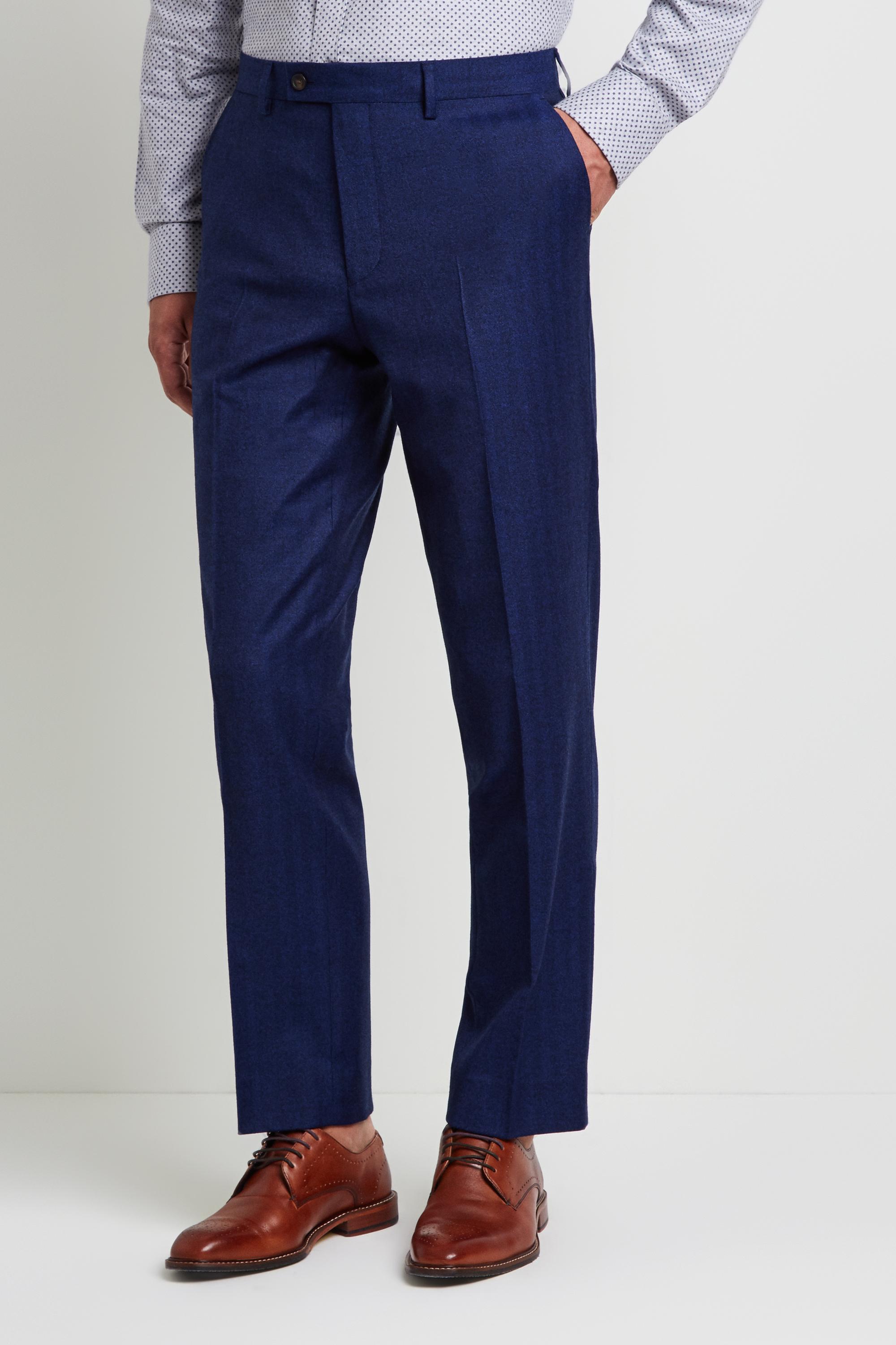 Ted Baker Wool Gold Tailored Fit Blue Herringbone Trousers in Metallic ...