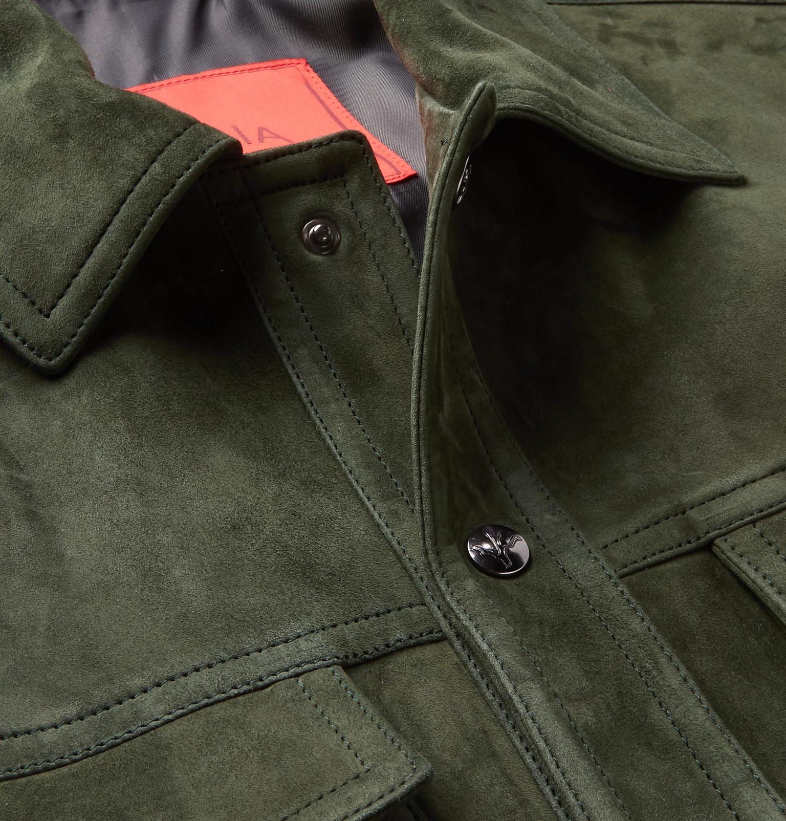 In Slim For Fit Men Jacket Green Isaia Suede Lyst qXw0x65pp