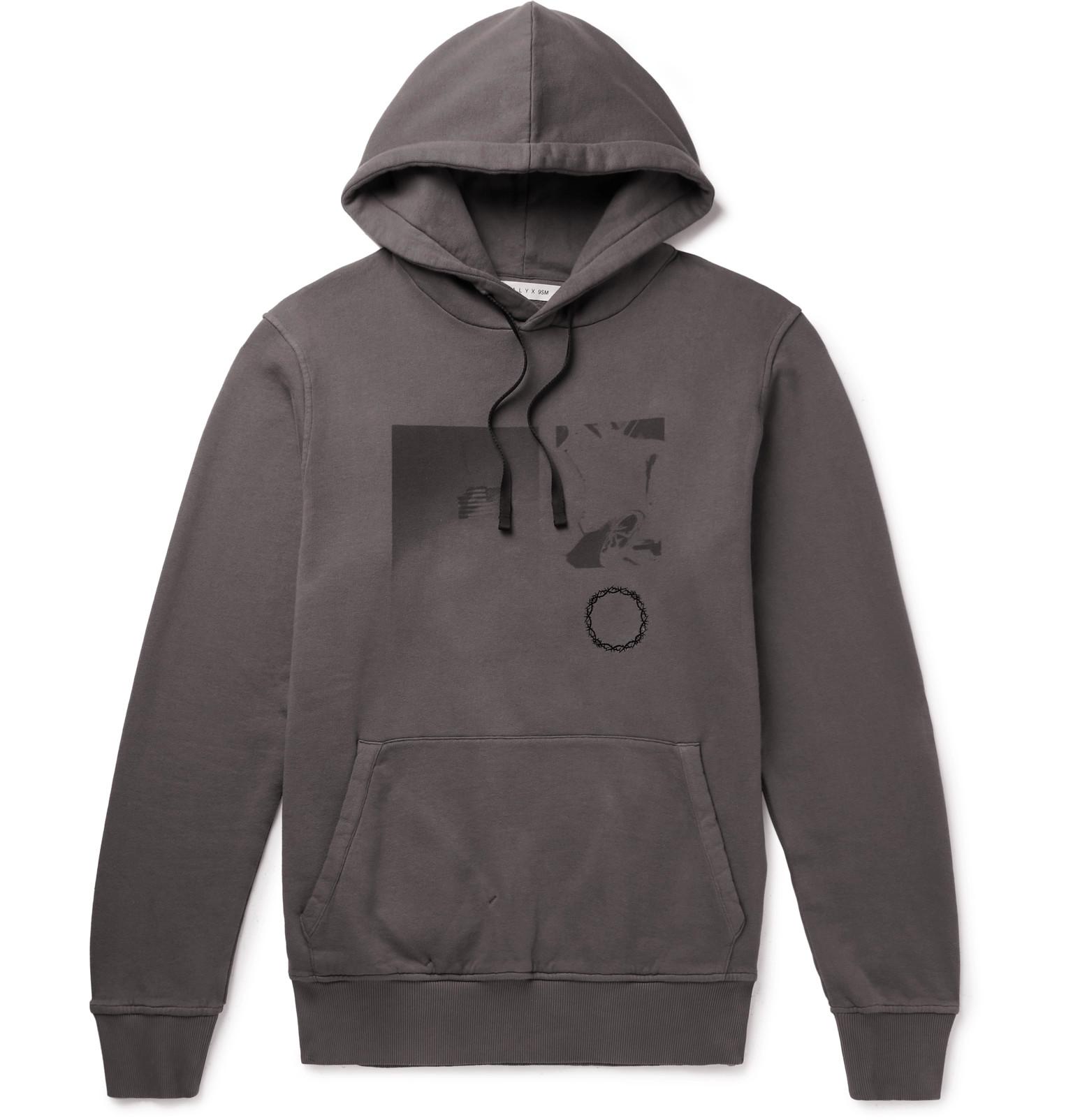 Lyst - 1017 ALYX 9SM Printed Fleece-back Cotton-jersey Hoodie in Gray ...