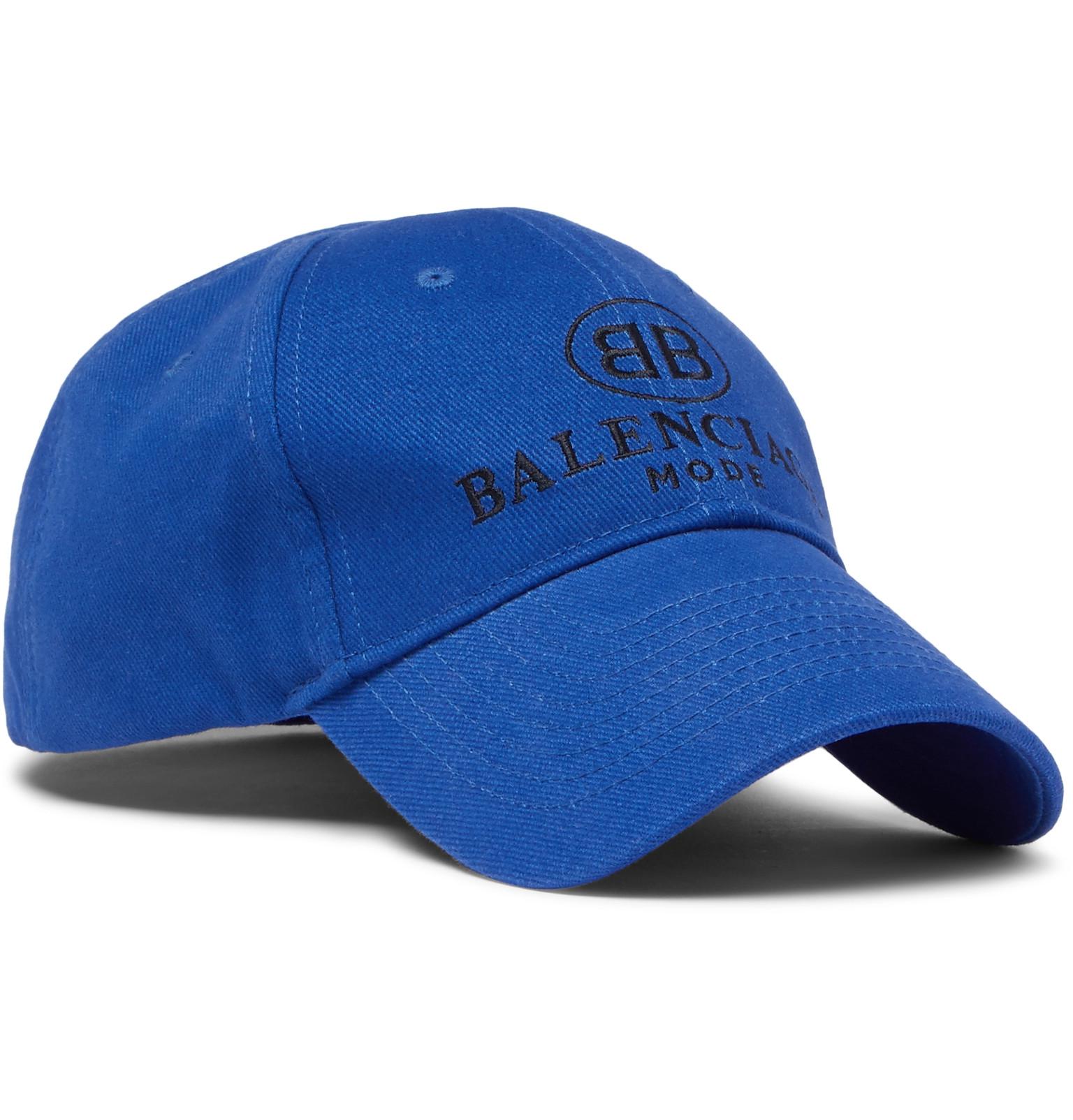 Balenciaga Logo-embroidered Cotton Baseball Cap in Blue for Men - Lyst