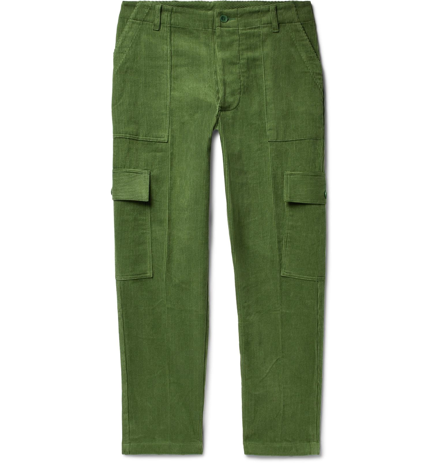 The Elder Statesman Tapered Cotton-corduroy Cargo Trousers in Green for ...