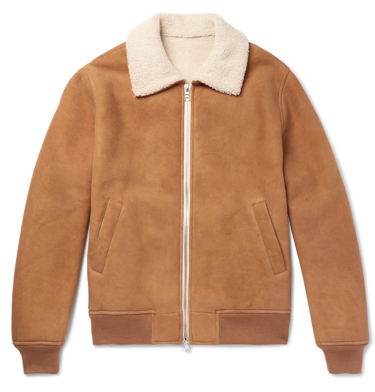 De Jacket Trimmed Shearling Men's Bonne Brown Facture Wool wB7F1q