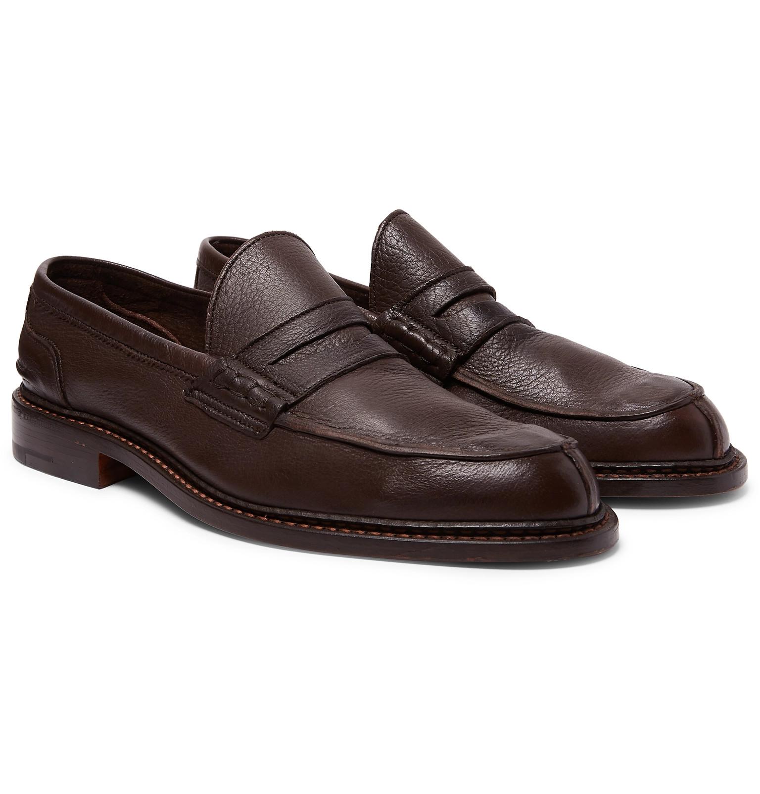 Tricker's Adam Pebble-grain Leather Penny Loafers in Brown for Men - Lyst