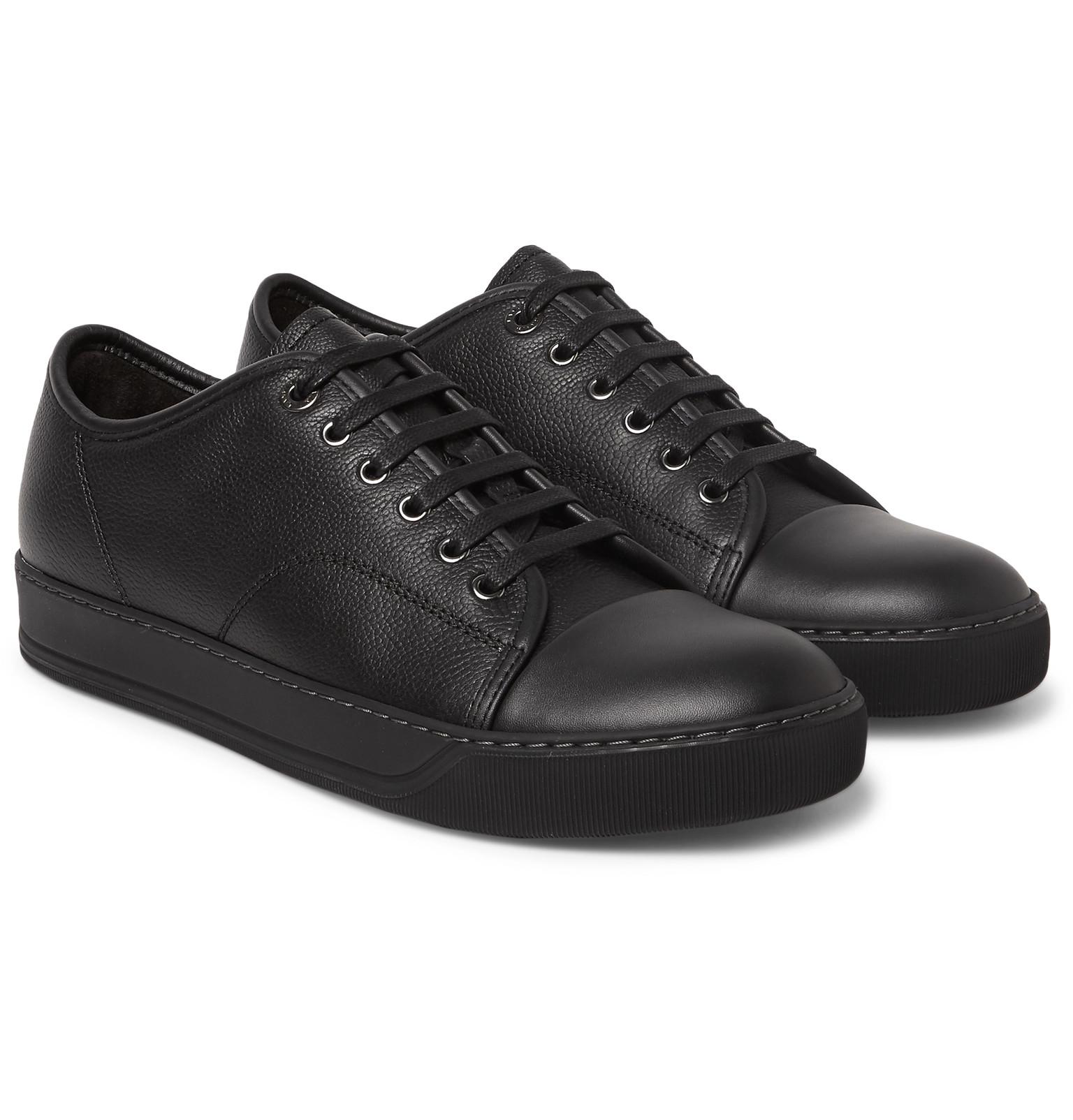 Lyst - Lanvin Cap-toe Full-grain Leather Sneakers in Black for Men