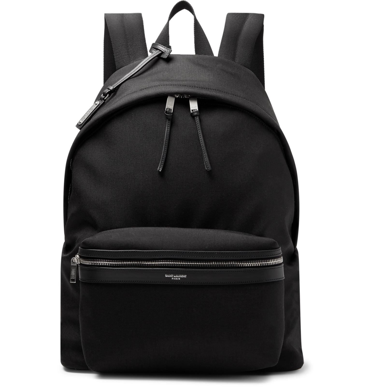 Lyst - Saint Laurent City Leather-trimmed Canvas Backpack in Black for Men