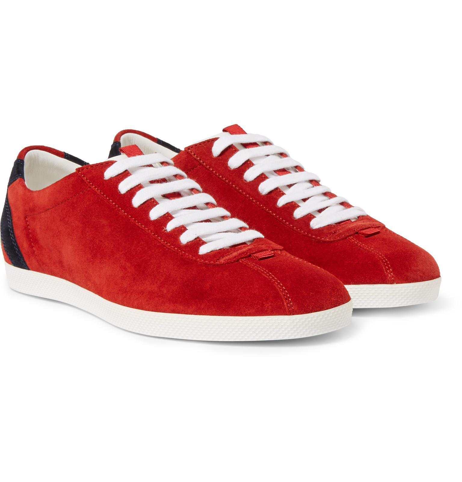 Lyst Gucci Suede Tennis Sneakers in Red for Men