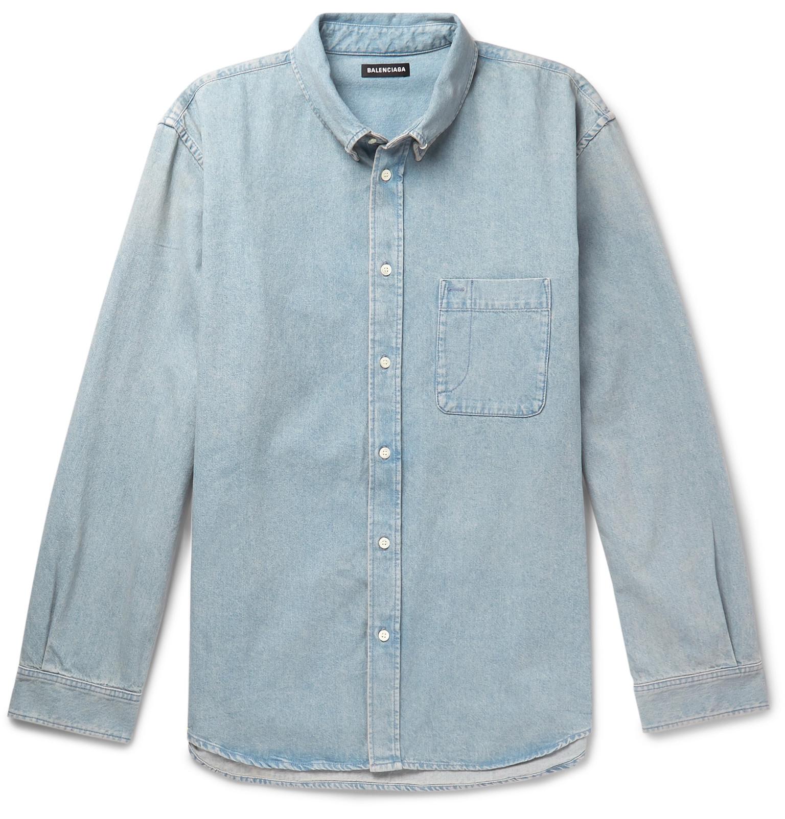 balenciaga logo button down shirt
