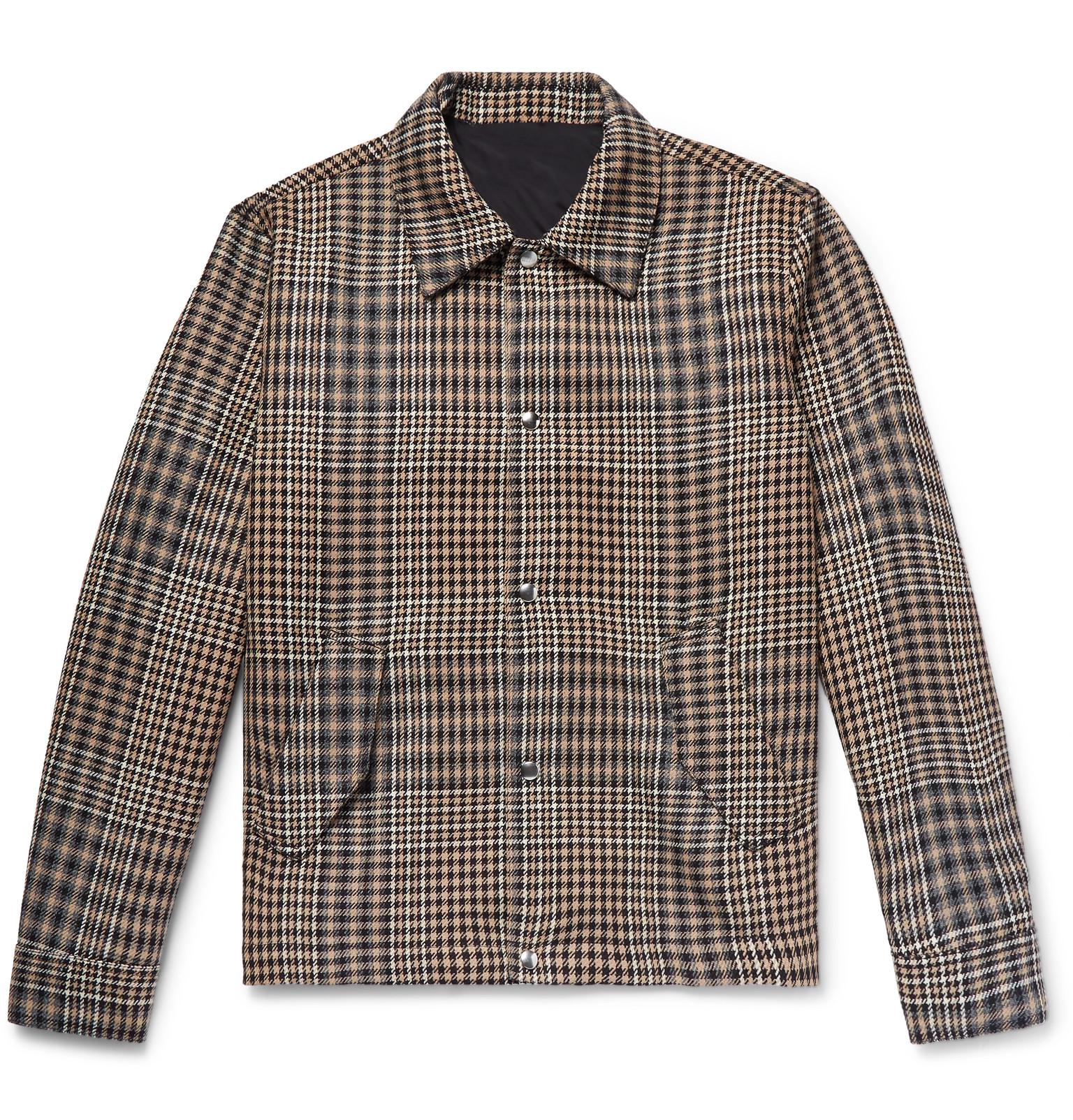 AMI Houndstooth Wool Shirt Jacket in Natural for Men - Lyst