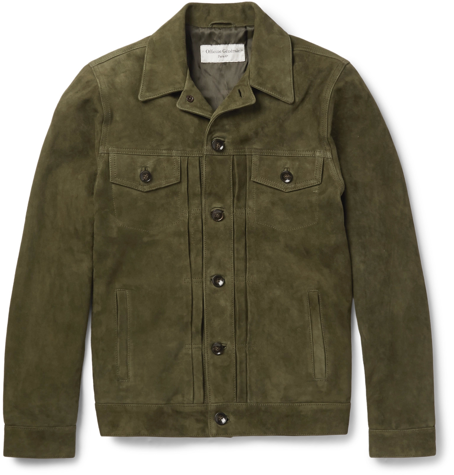 Lyst - Officine Generale Liam Suede Jacket in Green for Men