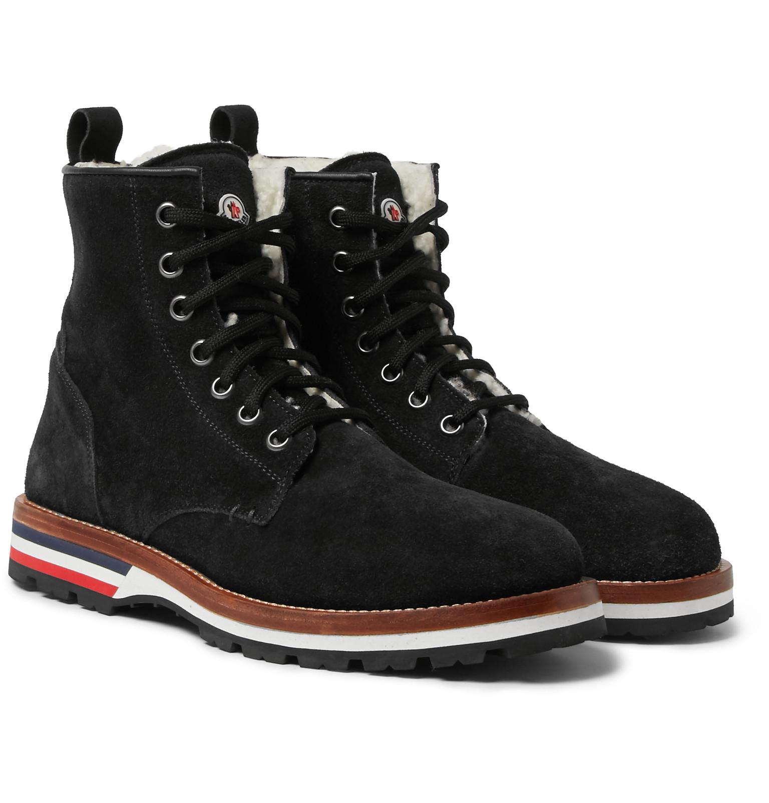 Lyst - Moncler New Vancouver Shearling-lined Suede Boots in Black for Men