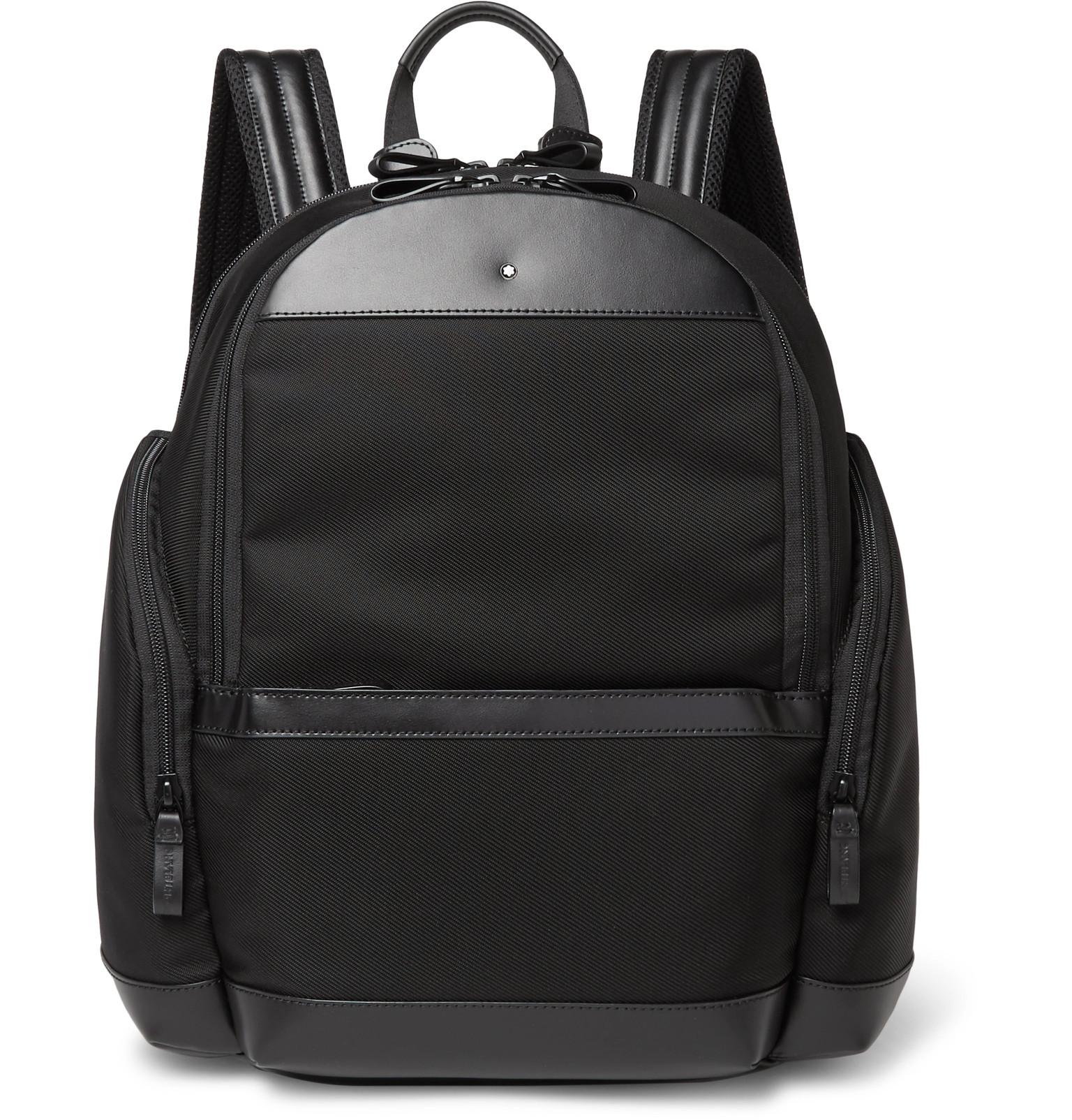 Montblanc Nightflight Leather-trimmed Nylon Backpack in Black for Men ...