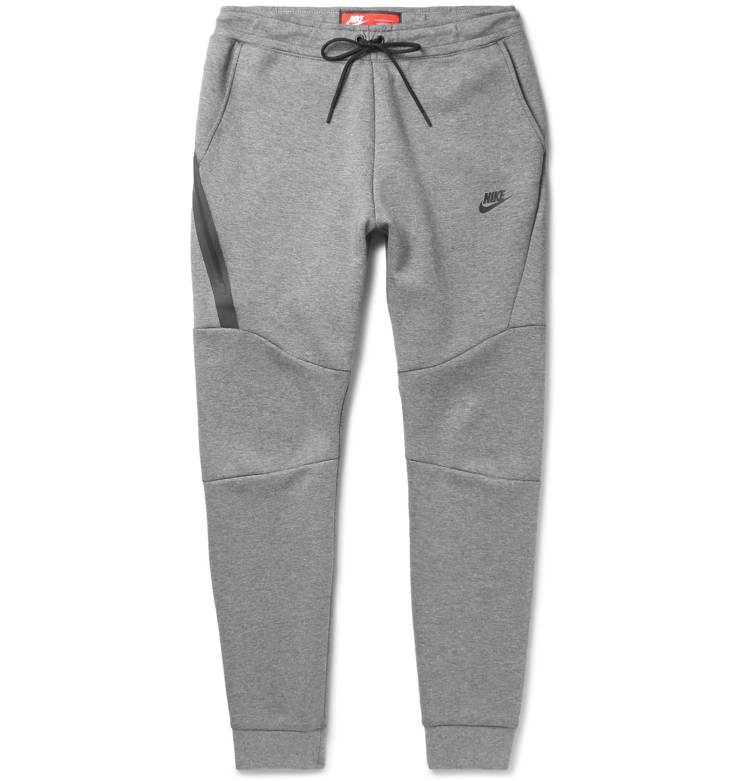 Nike Slim-fit Tapered Cotton-blend Tech Fleece Sweatpants in Light Gray ...