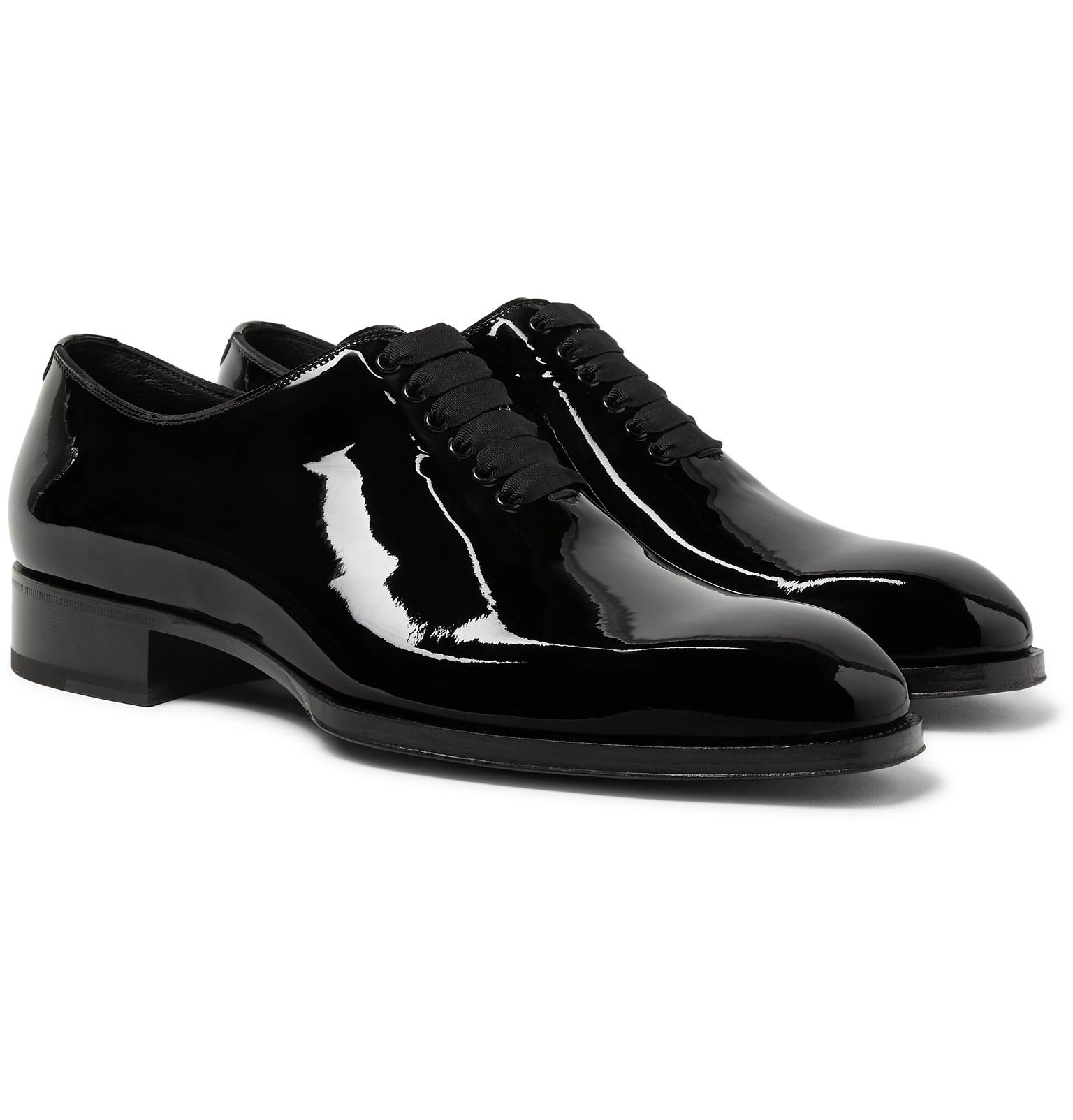 Tom Ford Elkan Wholecut Patentleather Oxford Shoes in Black for Men