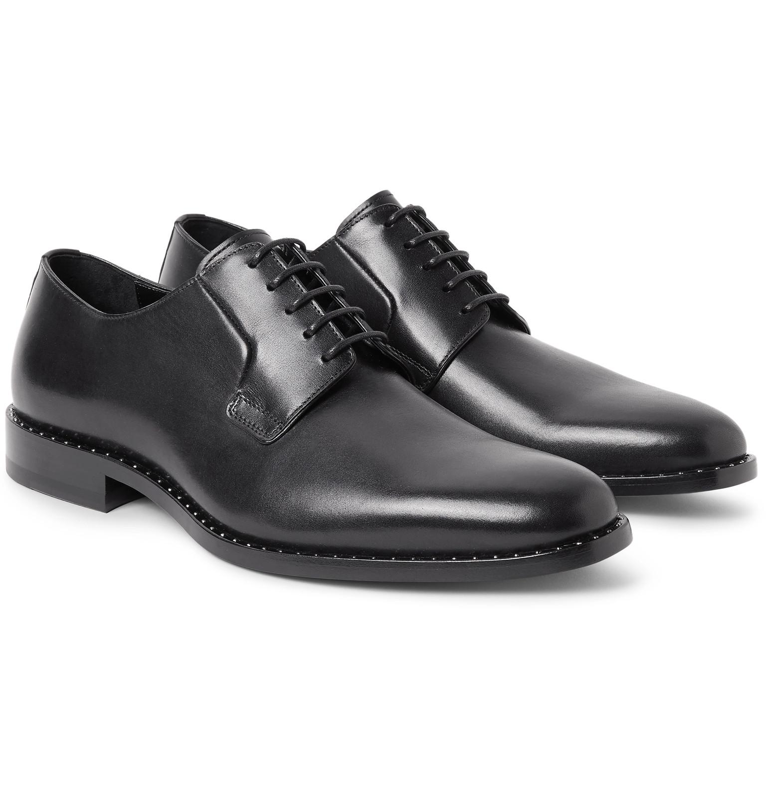 Saint laurent Dylan Studded Polishedleather Derby Shoes in Black for