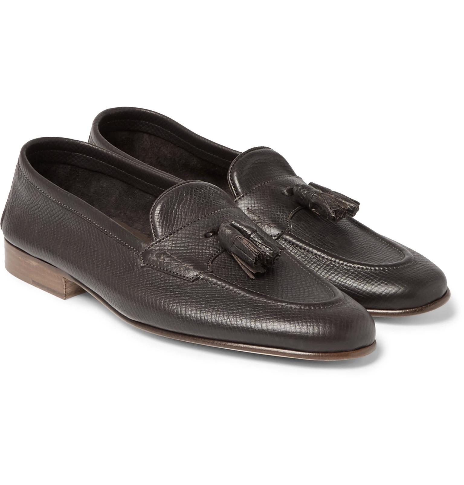 Edward green Portland Crossgrain Leather Tasselled Loafers in Brown