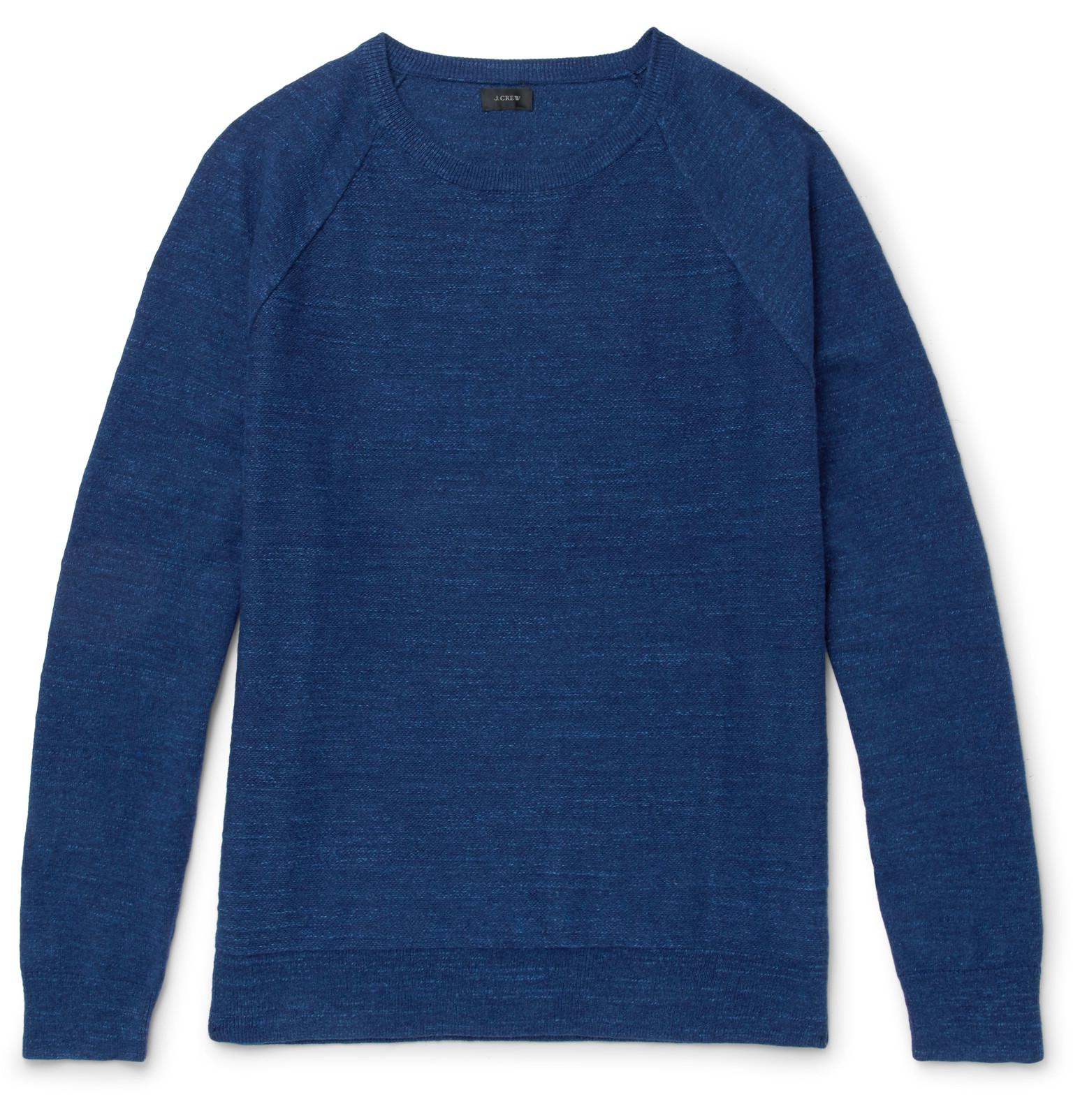 J.crew Mélange Cotton-jersey Sweater in Blue for Men | Lyst