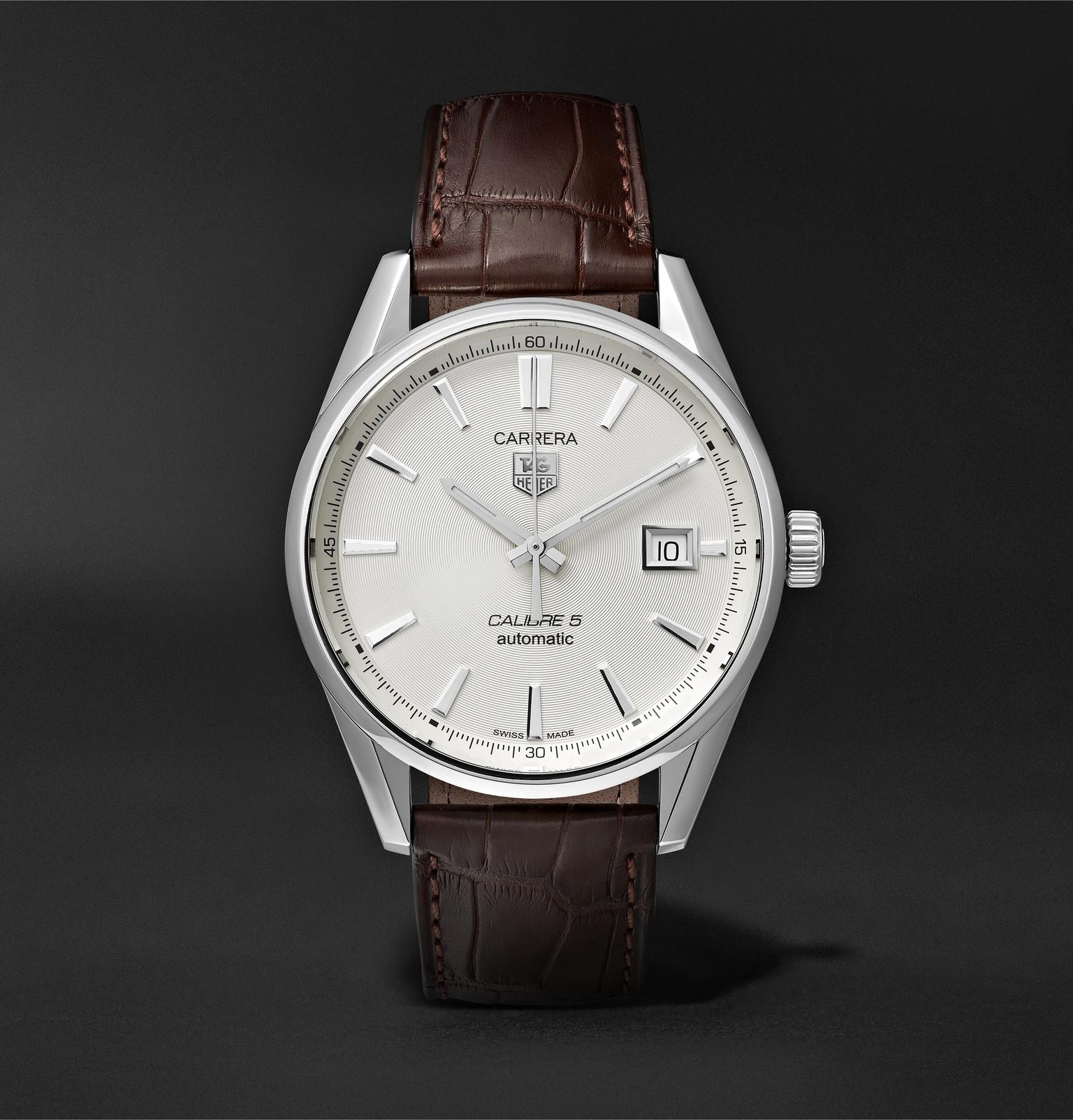 Lyst - Tag Heuer Carrera Automatic 39mm Steel And Alligator Watch in ...