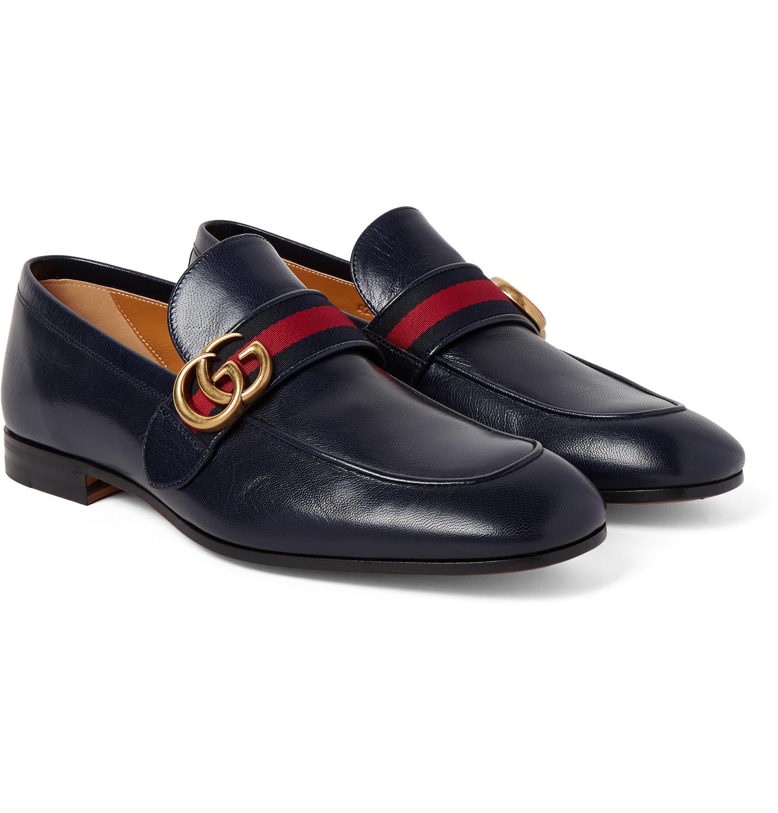 Gucci Leather Loafers in Blue for Men - Lyst