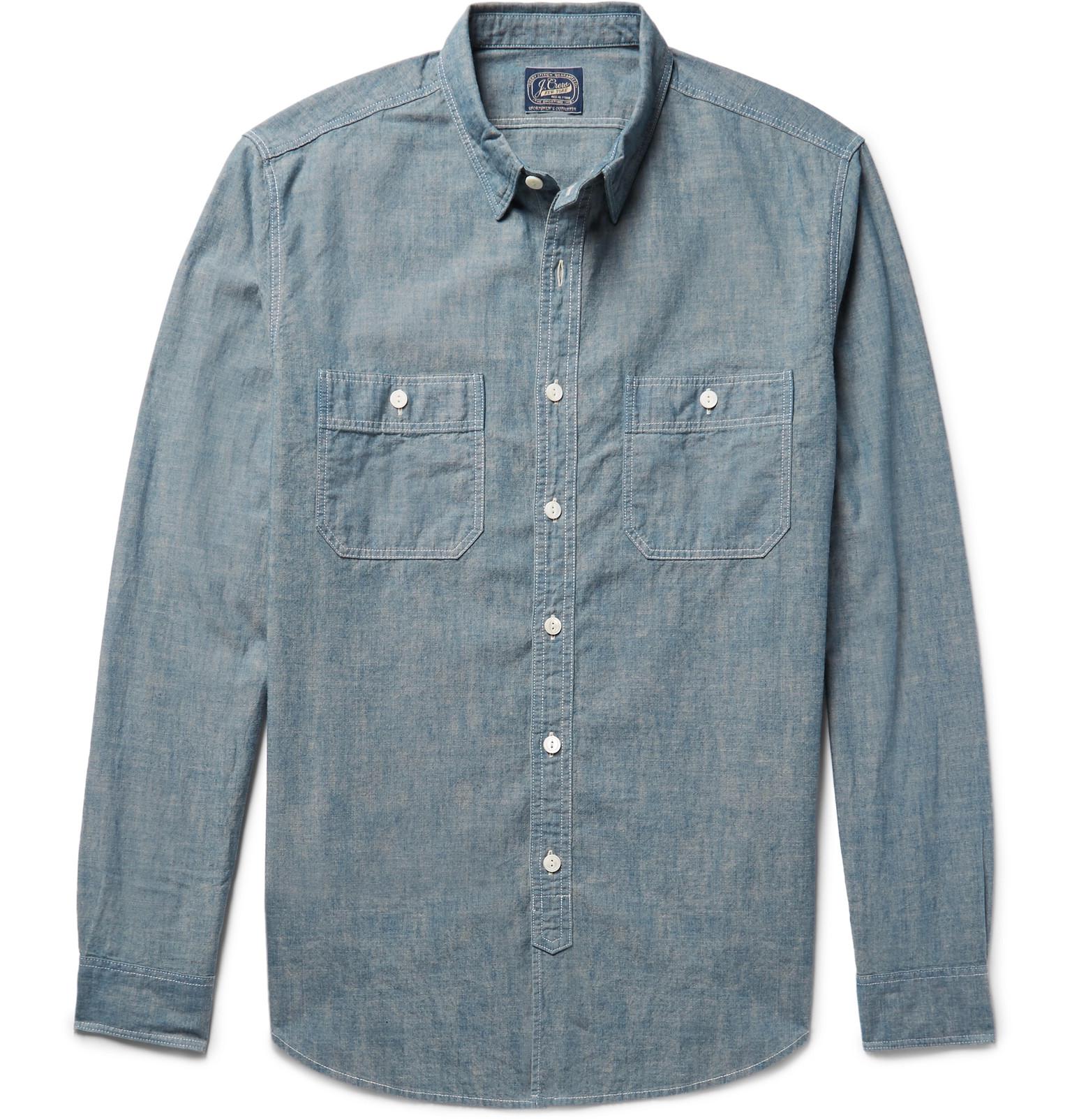 Lyst - J.Crew Cotton-chambray Shirt in Blue for Men