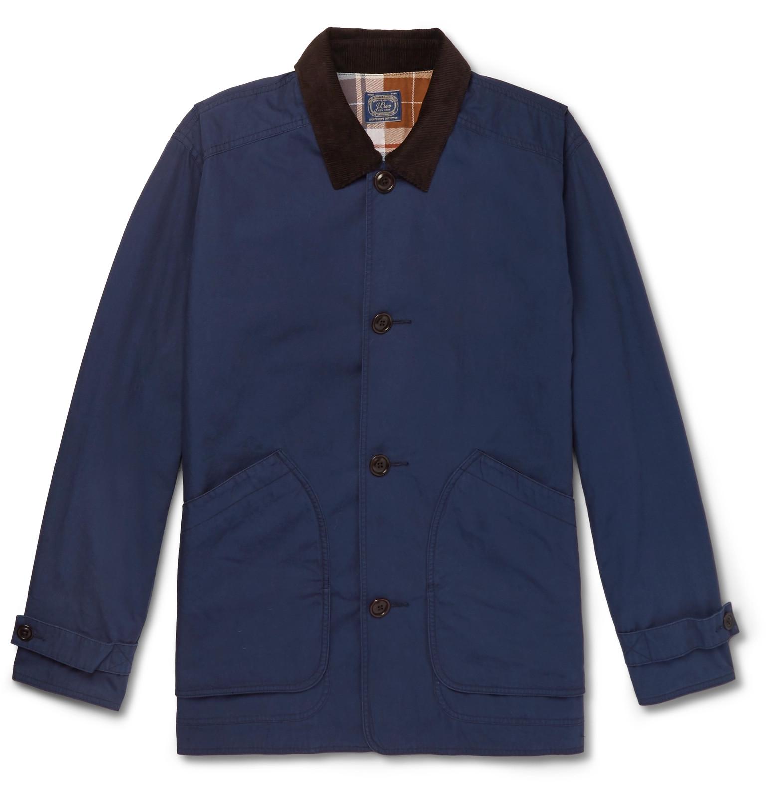 J.Crew Barn Corduroytrimmed Cotton Field Jacket in Blue for Men Lyst